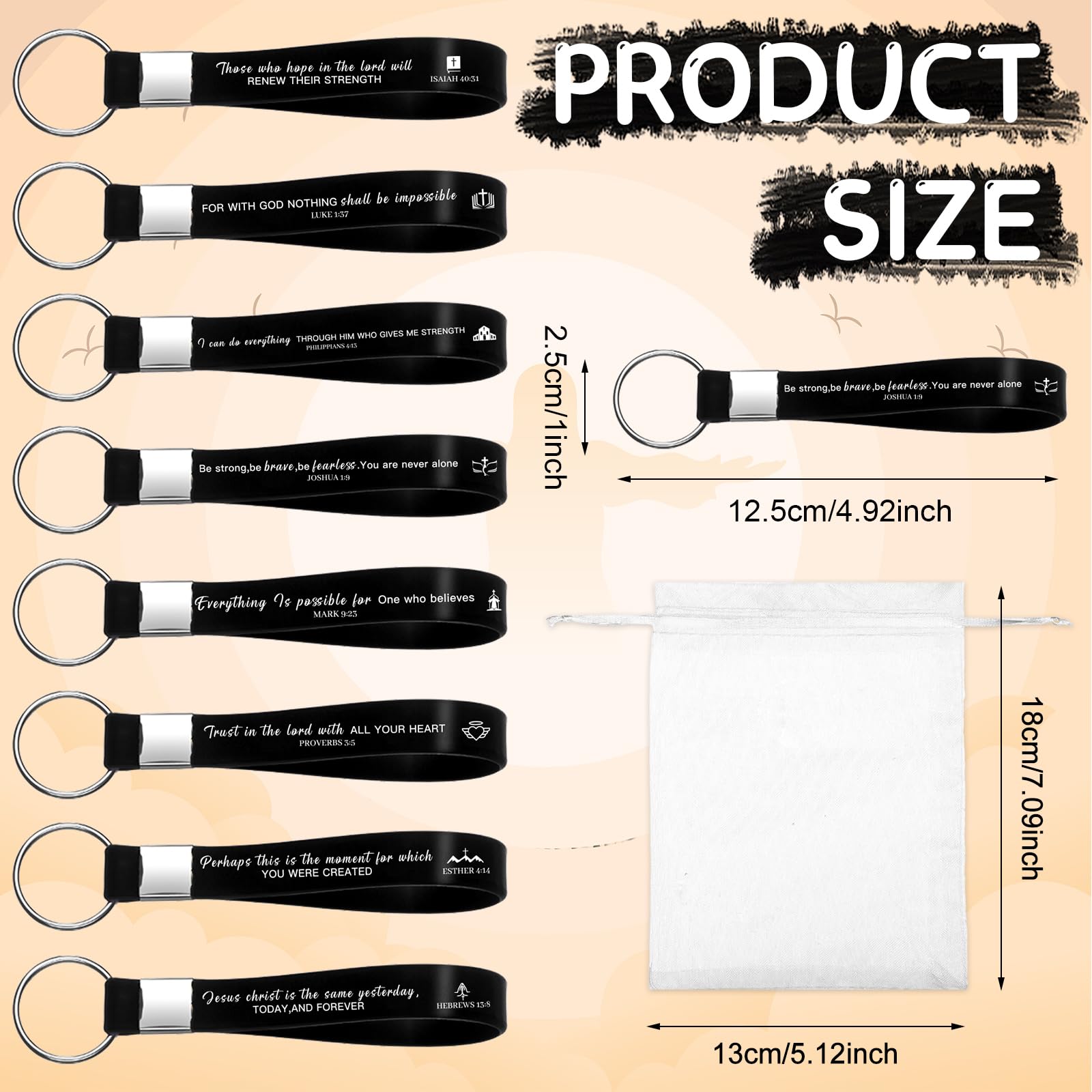 Kklolai 16 Sets Christian Bible Gifts Set Religious Scripture Notebooks Inspirational Quote Ballpoint Pens Bible Verse Keychain Black Motivational Gifts Bulk for Men Women Church School Office Supplie - Image 3