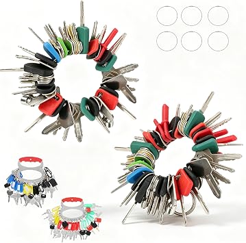 110PCS Non-Duplicate Heavy Equipment Keys Master Set Construction Ignition Key, 2 Sets of 28-Clip Marked Keychains, Operator Keys for cat John Deere Komatsu etc. Fit Excavator Forklift Tractor etc.