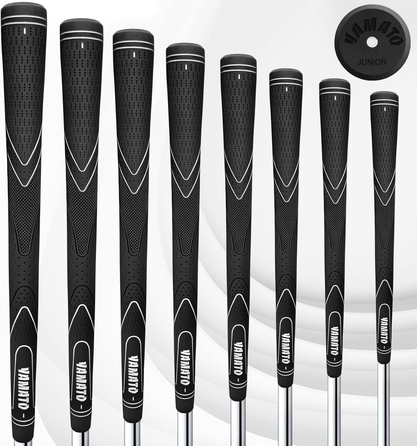 Yamato Junior Golf Grips Golf Club Grips Designed with Comfort and Control Perfect for Junior Golfers and Kids (Black-8pcs)