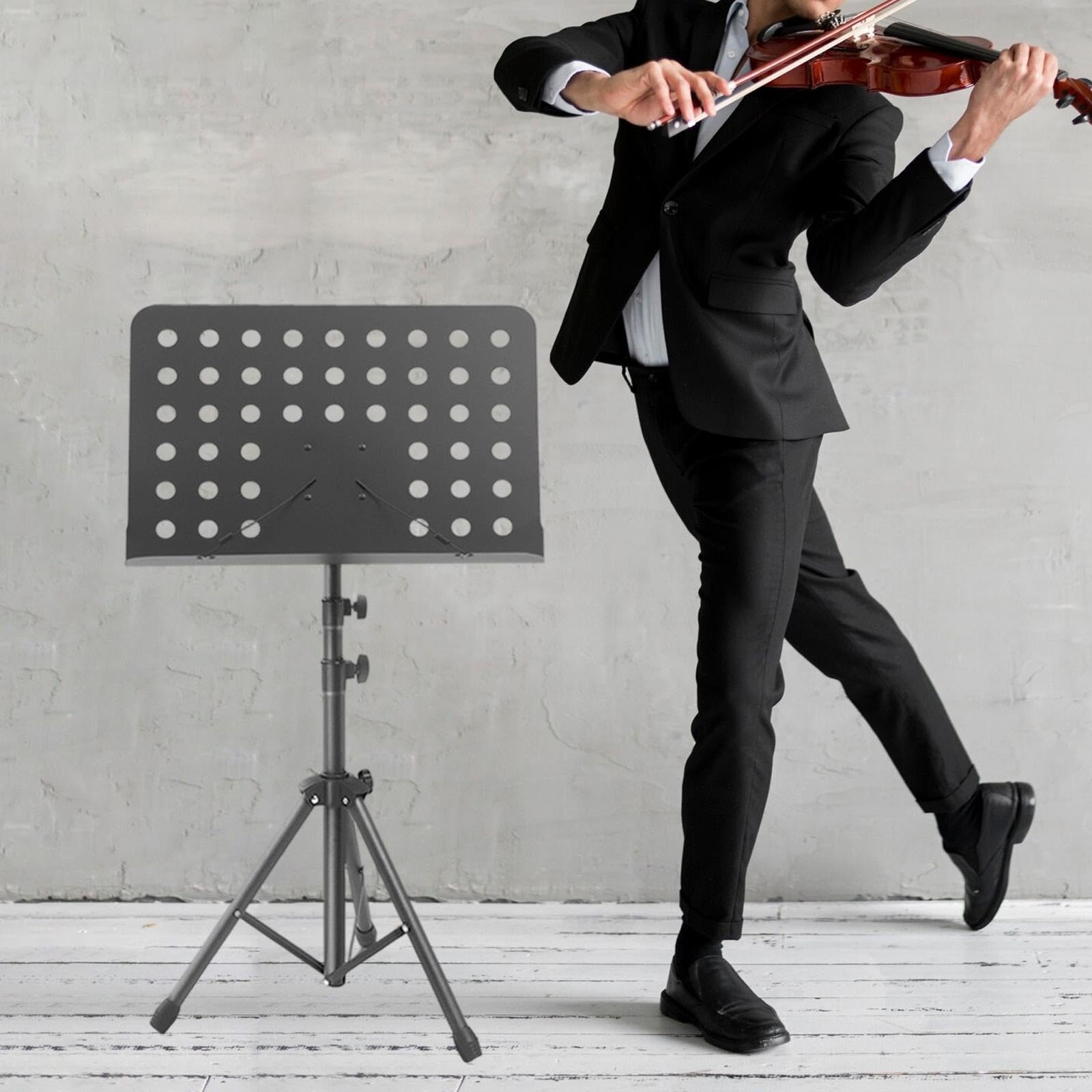Generic Notenständer Höhenverstellbar Metall Stativ Tragbar Stabil für Musiker Instrumentenunterricht Musikschule Orchester Bandprogramm Geeignet, Schwarz