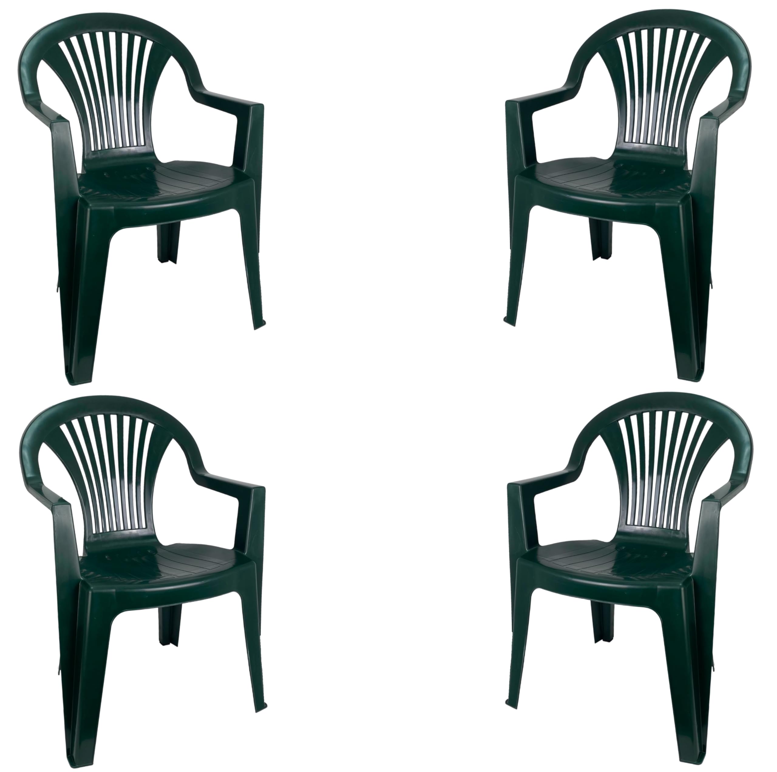 Set de Sillas plasticas para Terraza, Jardín, Patio, Playa, Camping, apilables (4X Verde)