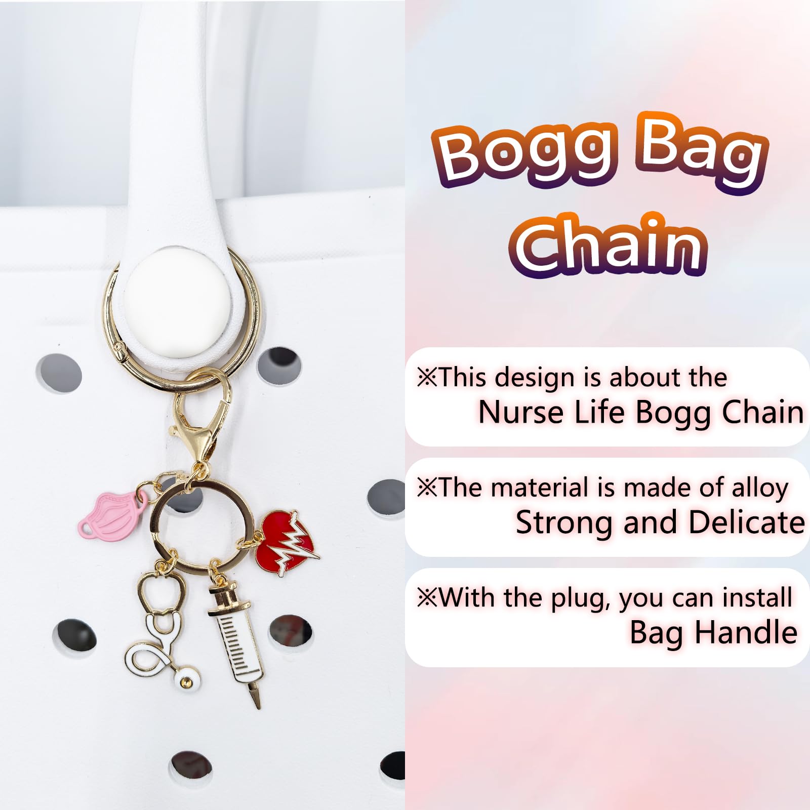 NZDWY Nurse Life Keychain Charm for Bogg Bag,Nurse Accessories for Bogg Bag ?Compatible with Simply Southern Tote?key Charm (nurse1)
