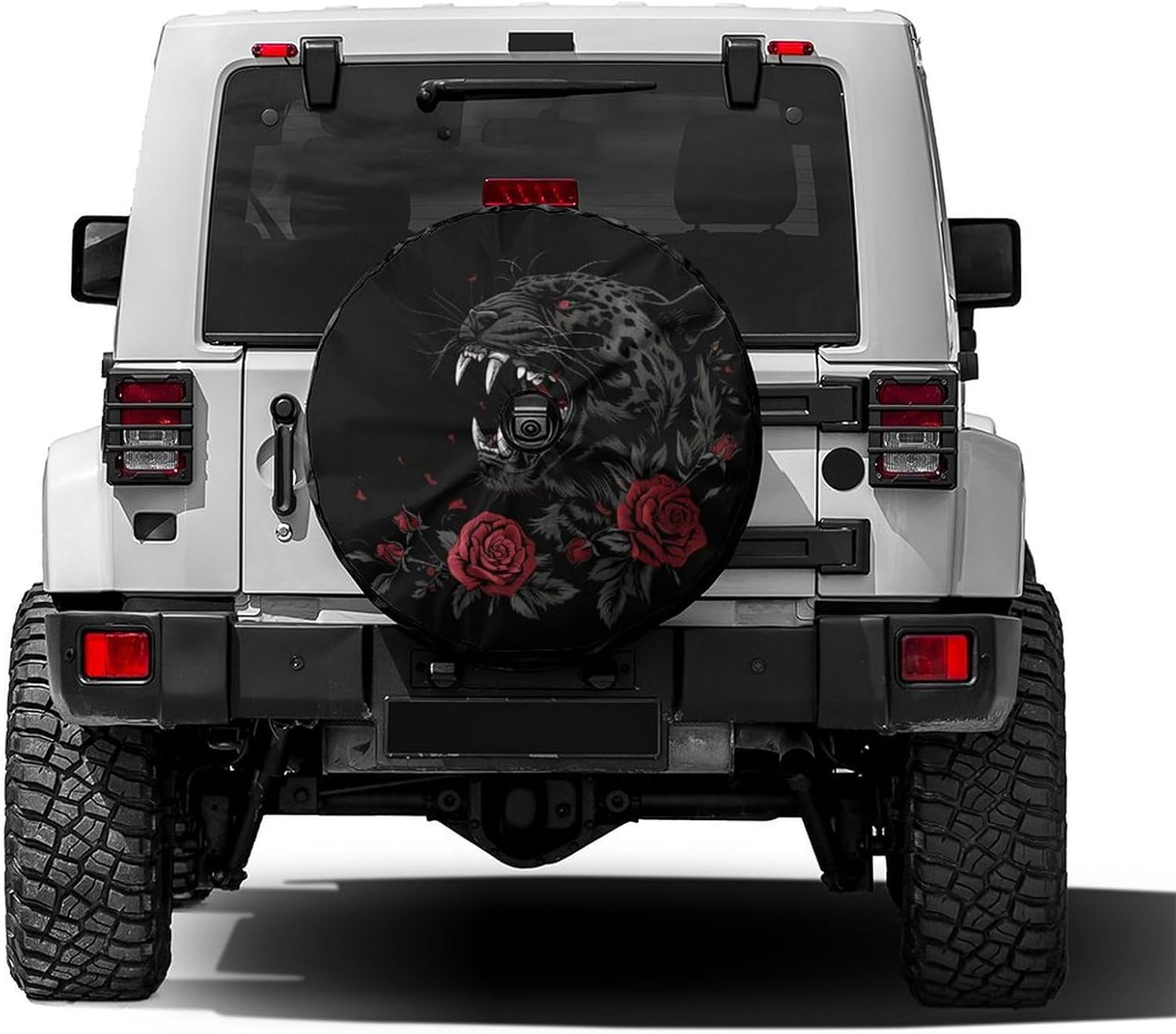 Blossom Red Roses Petals Spare Tire Cover with Backup Camera Hole Wheel Tire Cover Fit Trailer, RV, SUV and Many Vehicle 18inch