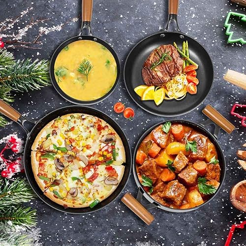 Miniatura 8 de AUDANNE Juego de ollas y sartenes antiadherentes, 9 piezas de utensilios de cocina antiadherentes, sartenes de cocina incluyen sartén con tapa,