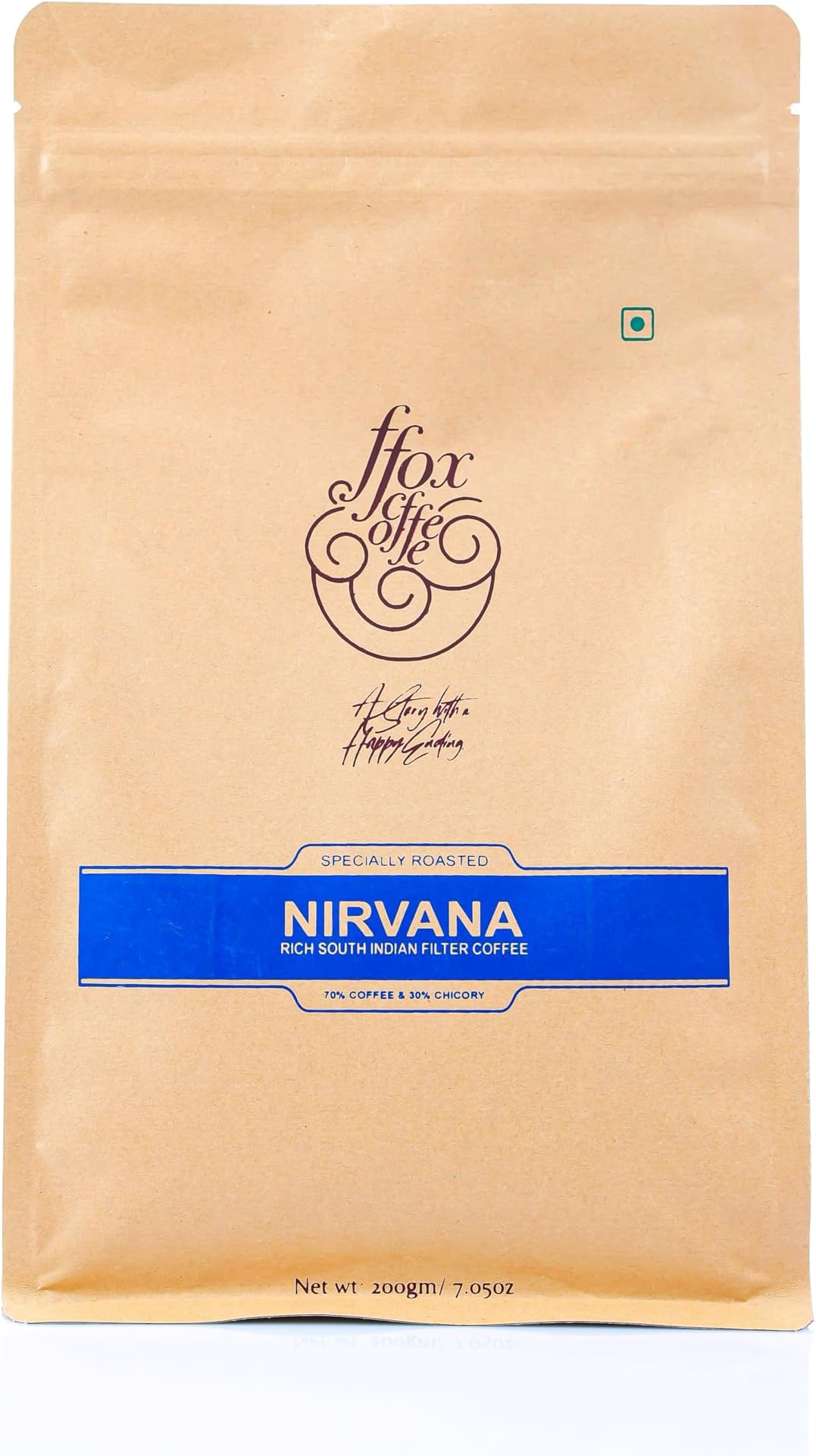 FFOX COFFEE ROASTERS South Indian Filter Coffee 70:30 | 70% Premium Coffee & 30% Chicory | Medium Dark Roast | Chikmagalur & Gujarat | Filter Coffee Brew | 200 gms