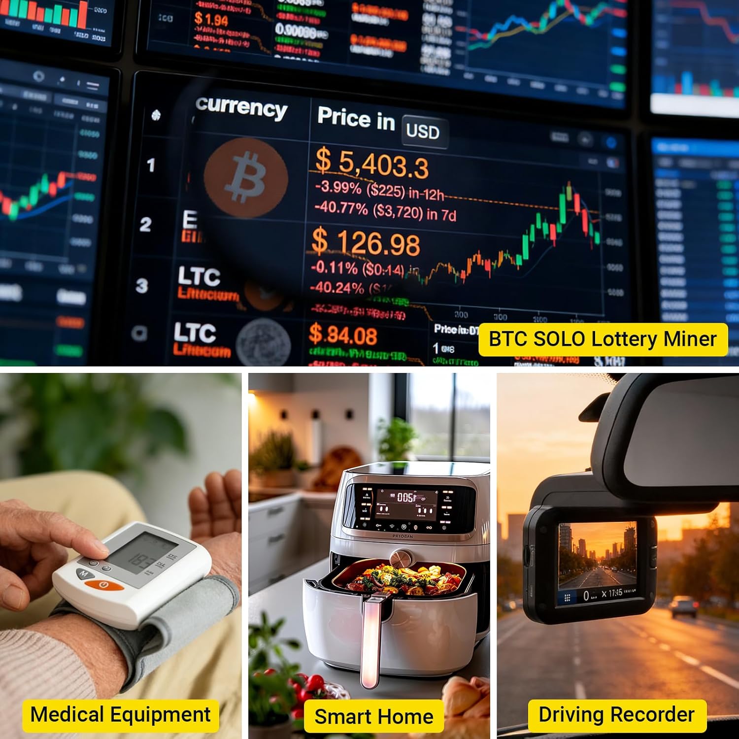 ELECROW Bit Coin Miner NMMiner LCD Display 2 Pack - 2.8" ESP32 CYD Touch Display 1000KH/s Hashrate, Built-in WiFi & BT Mining Device with 320x240 Resistive Touchscreen Compatible with NMMiner, LVGL