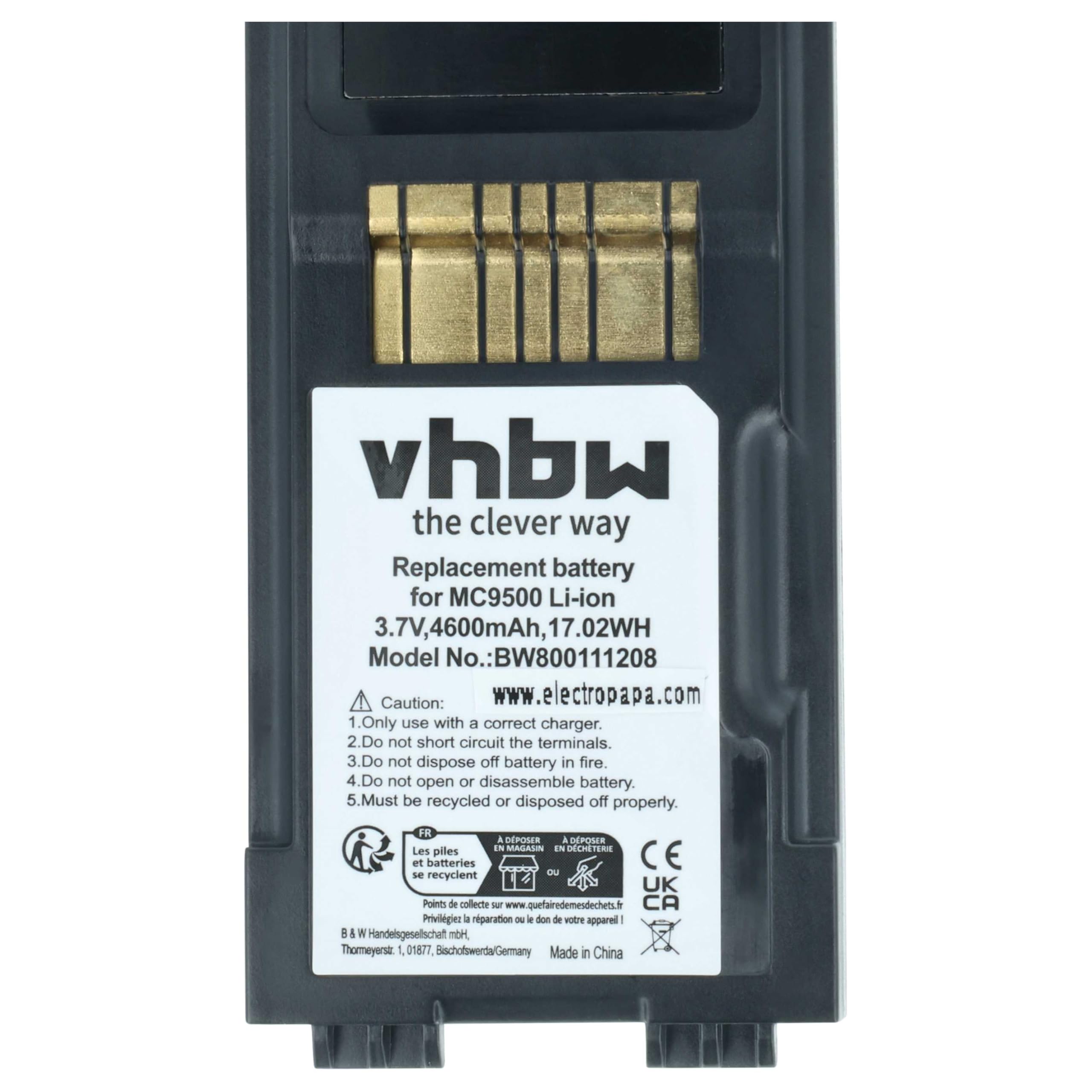 vhbw 2X Akku Ersatz für Symbol 82-111636-01 | BTRY-MC95IABA0 für Barcodescanner POS (4600 mAh, 3,7 V, Li-Ion)
