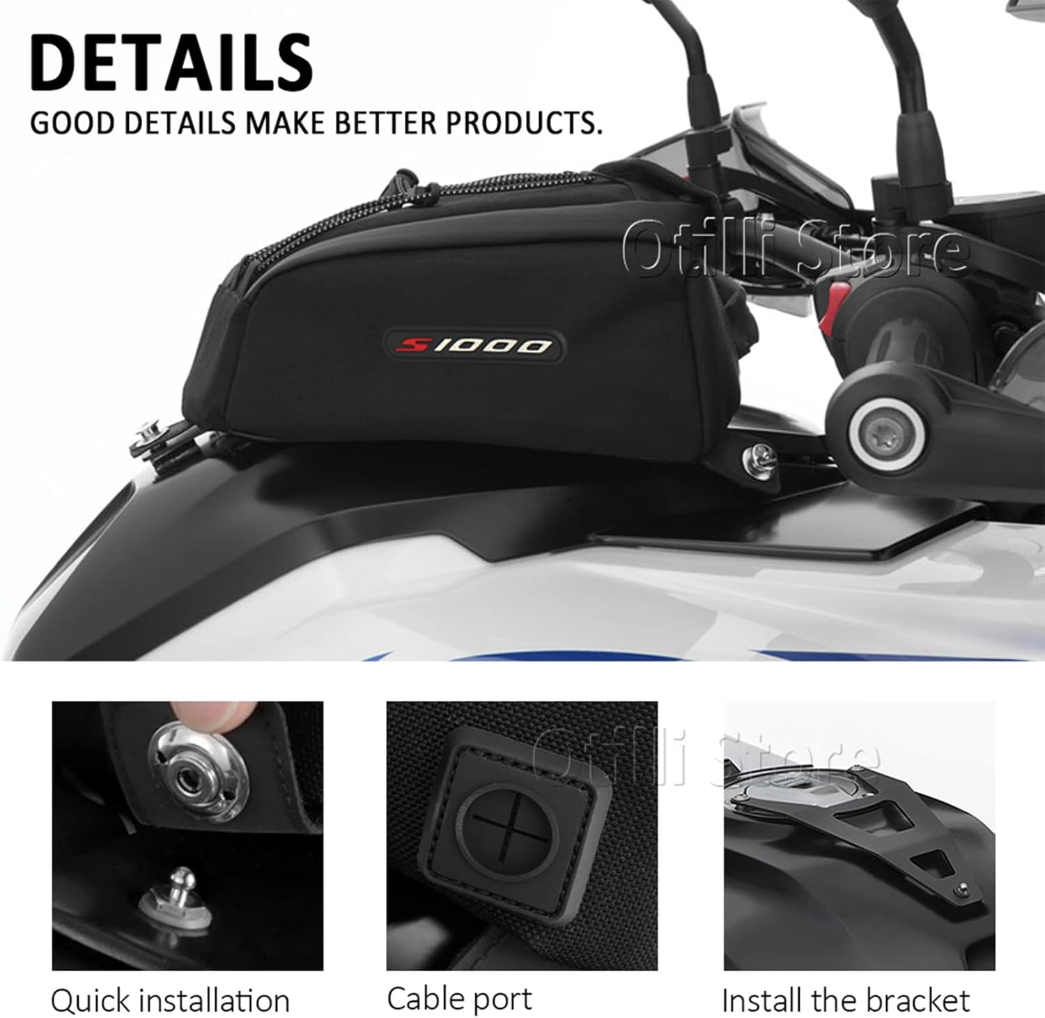 Motorcycle Tank Bag Nylon Fuel Oil Tank Bag 4L Portable Phone Tool Bag Black For BMW S1000XR S1000 XR S 1000 XR 2020-2025