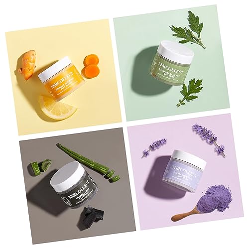 Miniatura 8 de Juego de 4 mascarillas de arcilla, mascarillas faciales para el cuidado de la piel con vitamina C, carbón, artemisa y arcilla morada, regalo de