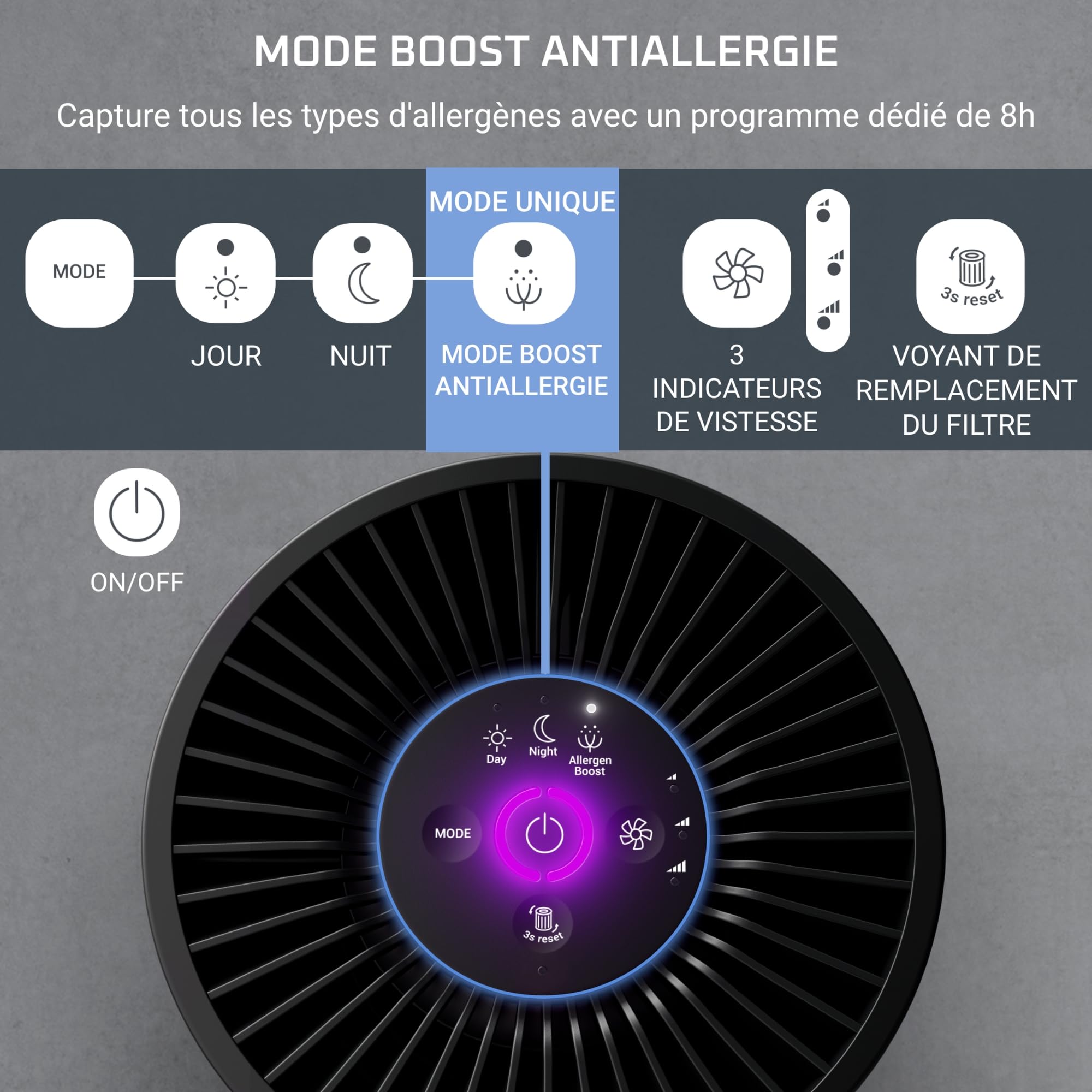 Rowenta Pure Air Compact, Purificateur d'air intérieur, Purification de l'air très efficace, Rapide, Confort accru, PU2221F0, Noir Bleu
