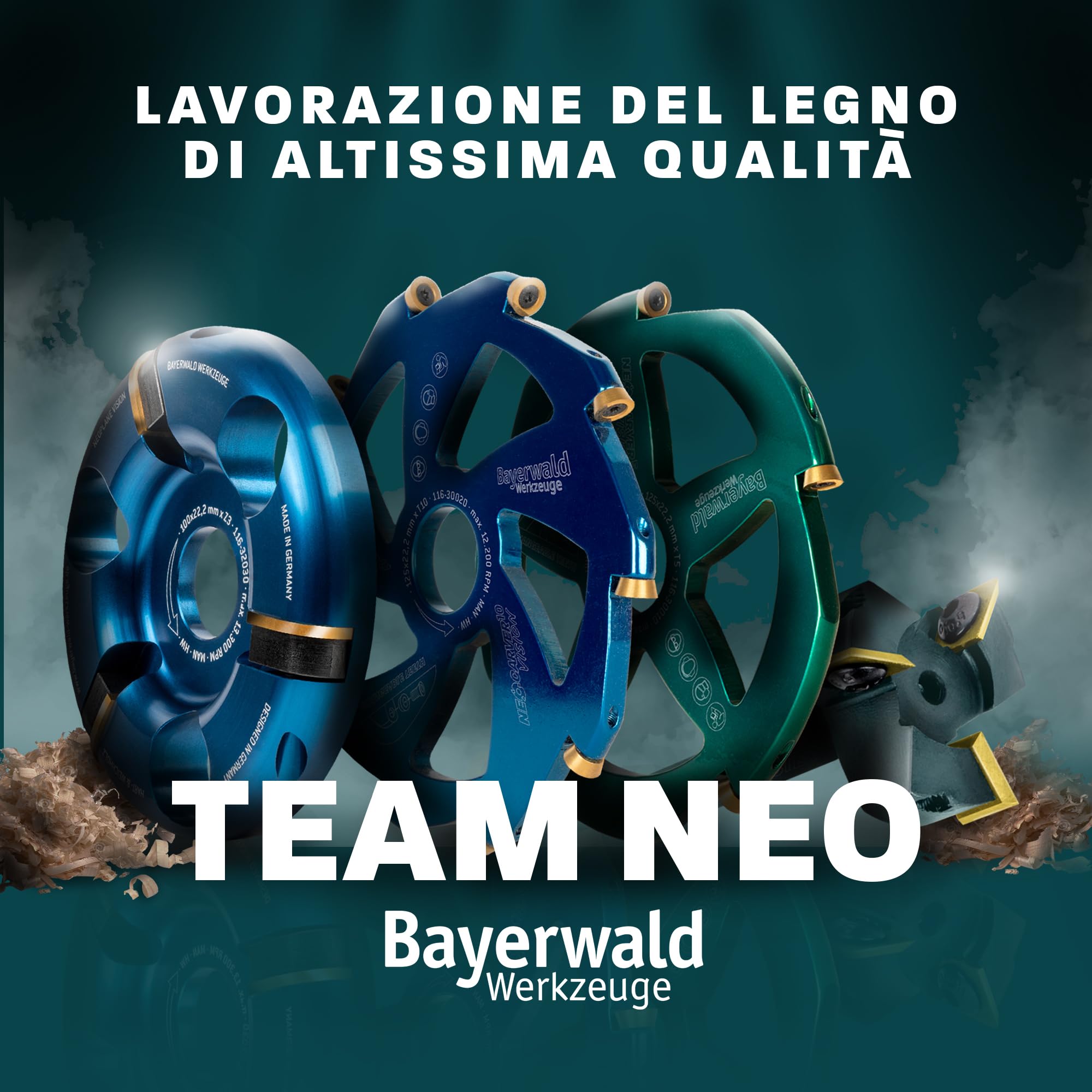 Qualità tedesca Bayerwald Tools NeoPlane – Disco per fresa per legno adatto per smerigliatrice angolare – Carving con visione libera – denti HM rivestiti TiN – lunga durata