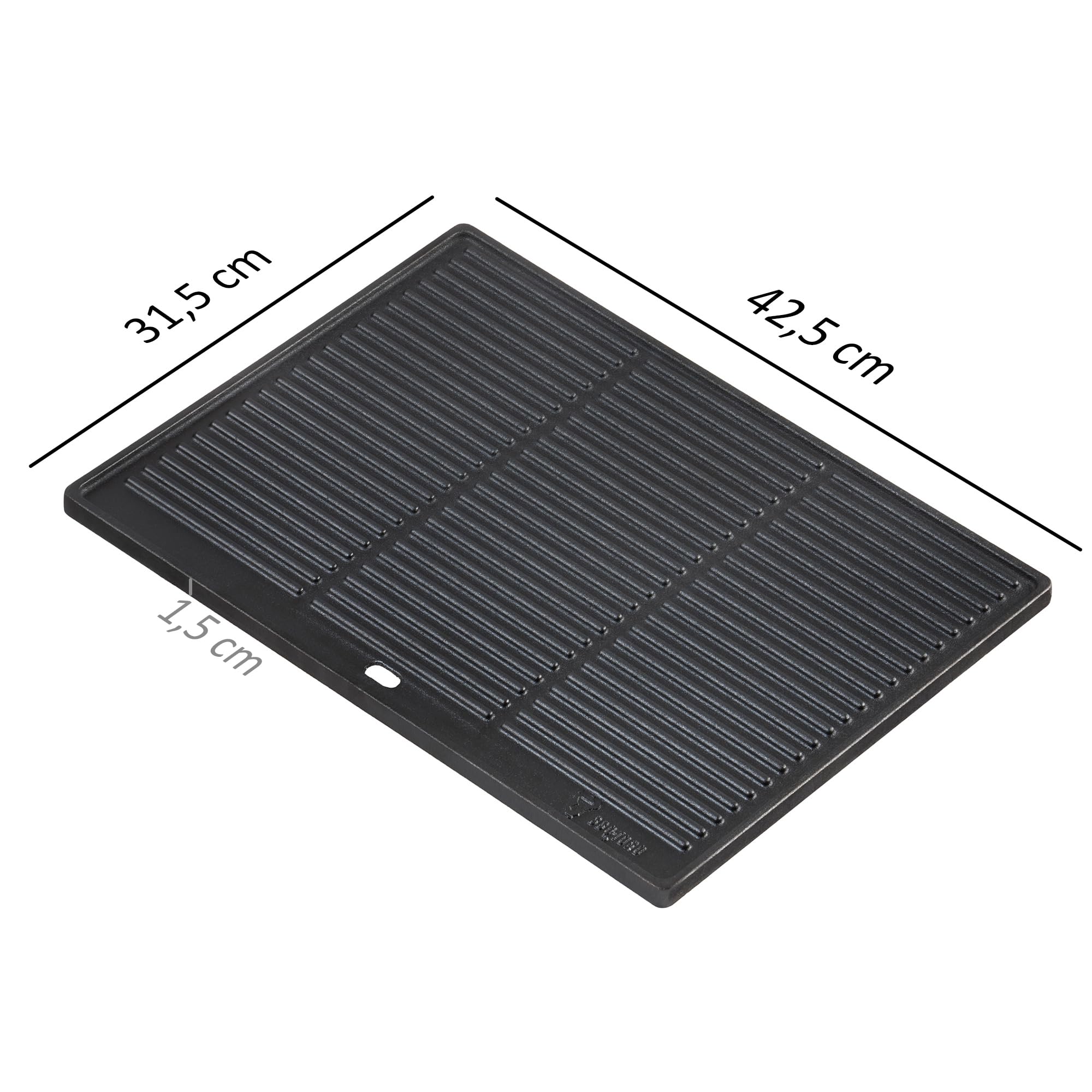 BBQ-Toro Plaque de cuisson en fonte | 48 x 31,5 cm | Plaque réversible, utilisation recto-verso | rectangulaire, universelle et massive | Tôle pour barbecue, pour grills à charbon de bois et gaz