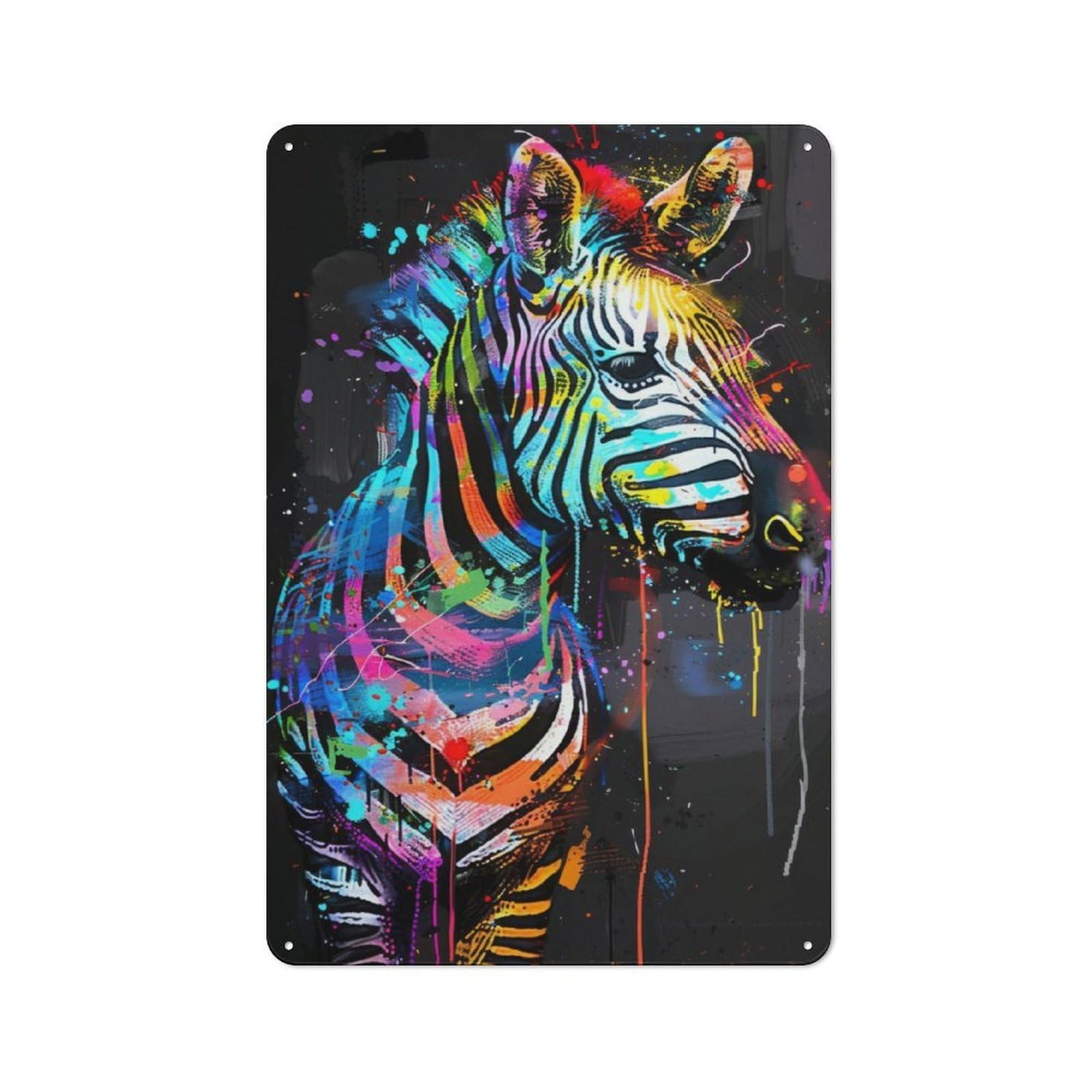 Junmoney Zebra Animal Painting Tin Wall Plaque 30X20cm With For Guest Room Or Hallway, For Metal Sign Collectors, For Garage And Workshop Walls