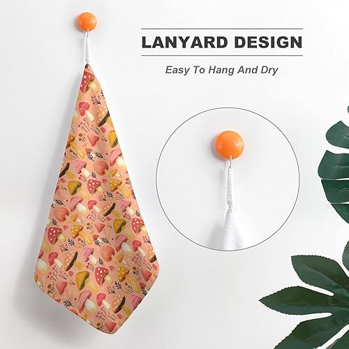 Miniatura 5 de Decorative Hand Towels for Bathroom - Retro Mushroom Flowers Print Soft Absorbent Small Bath Hand Towels for Kitchen, Farmhouse, Spa, Hotel, Guest