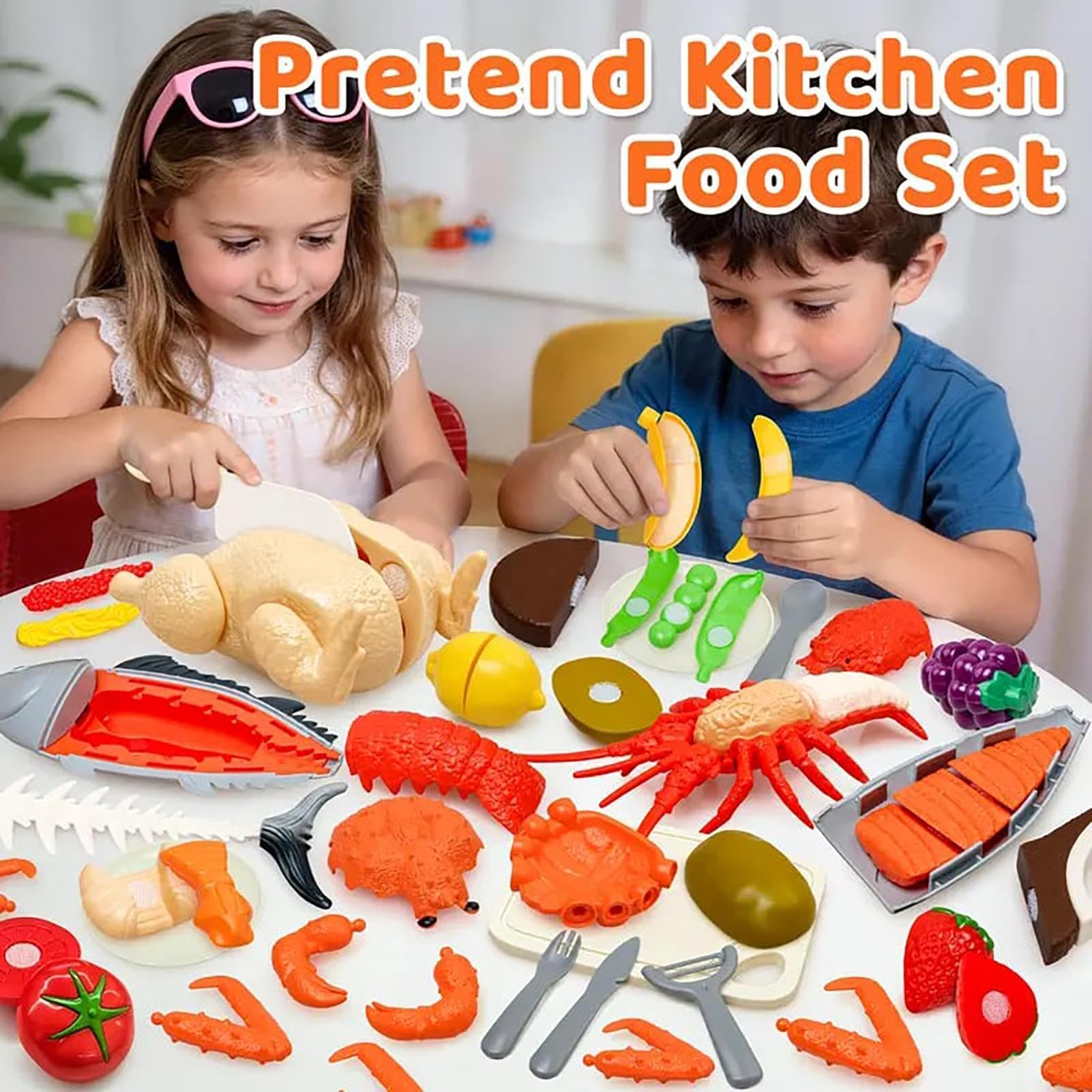 Accesorios de juego de cocina para niños, educativo realista, juego de alimentos para cocina infantil, para casa, cumpleaños, actividades preescolares, , niñas y edades de 3 a 5