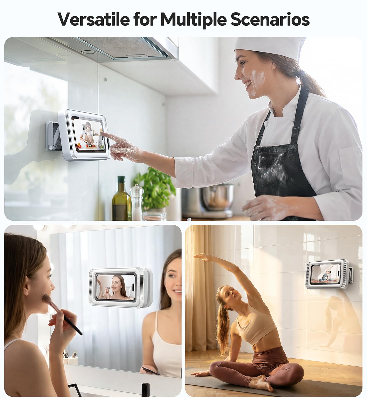 Coolpow Supporto per Telefono da Doccia【Étanche IPX6】Supporto Telefono da Doccia 480° Rotazione, supporto universale per doccia bagno cucina per meno 7" telefono, touch screen ad alta definizione Kit