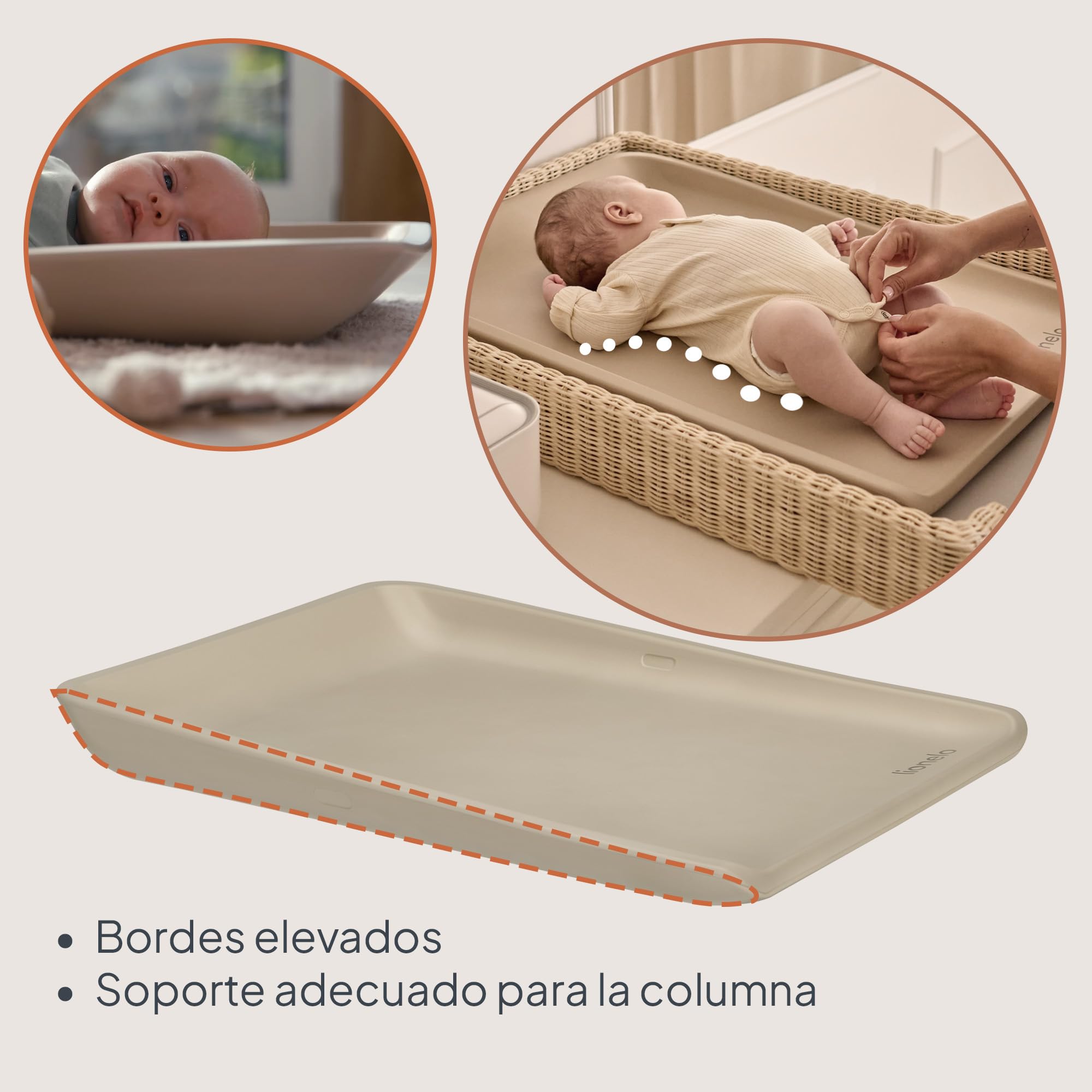 LIONELO Megs Cambiador Bebe Impermeable Lavable Multiusos Suave Espuma PU, aprox. 50 x 70 cm, Seguro Antideslizante De diseño
