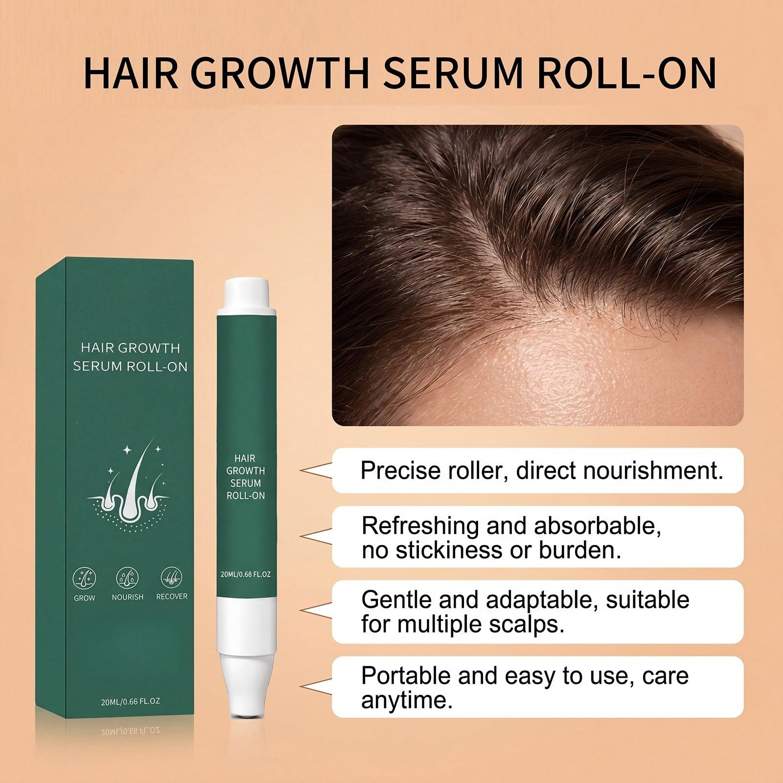 Serum do wzrostu włosów typu roll-on do wzrostu włosów