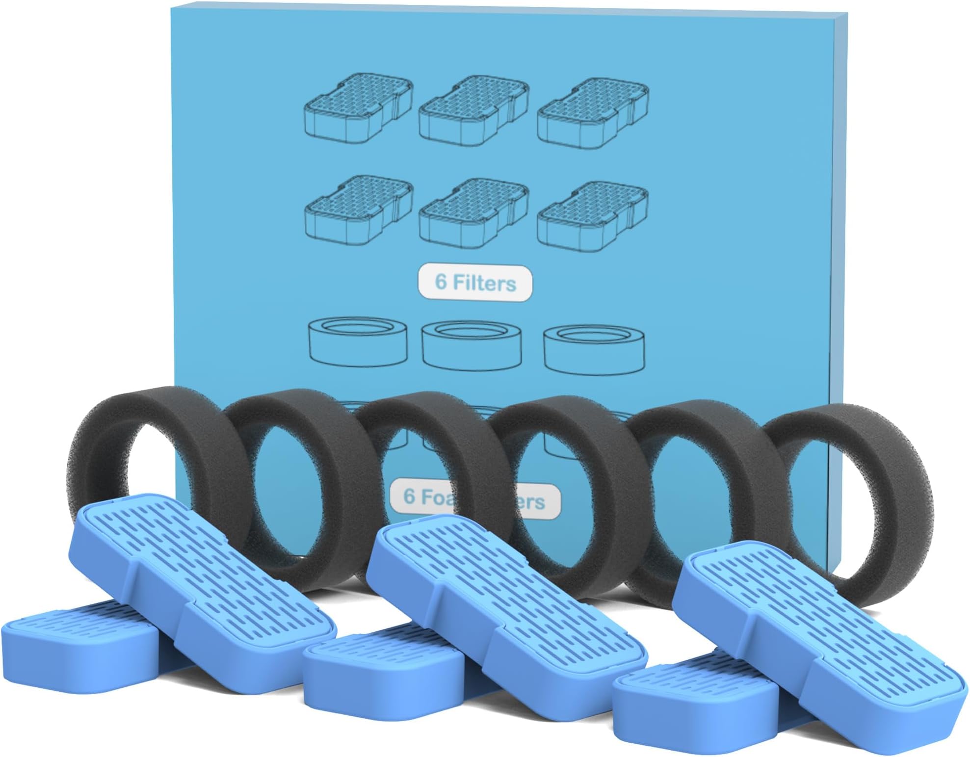 - Cat Water Fountain Filters Replacement: 6 Carbon Filters + 6 Sponge Filters - Pet fountain with filter for keeping water fresh and clean, for 2L Cat Fountain H3 GOOSTOO