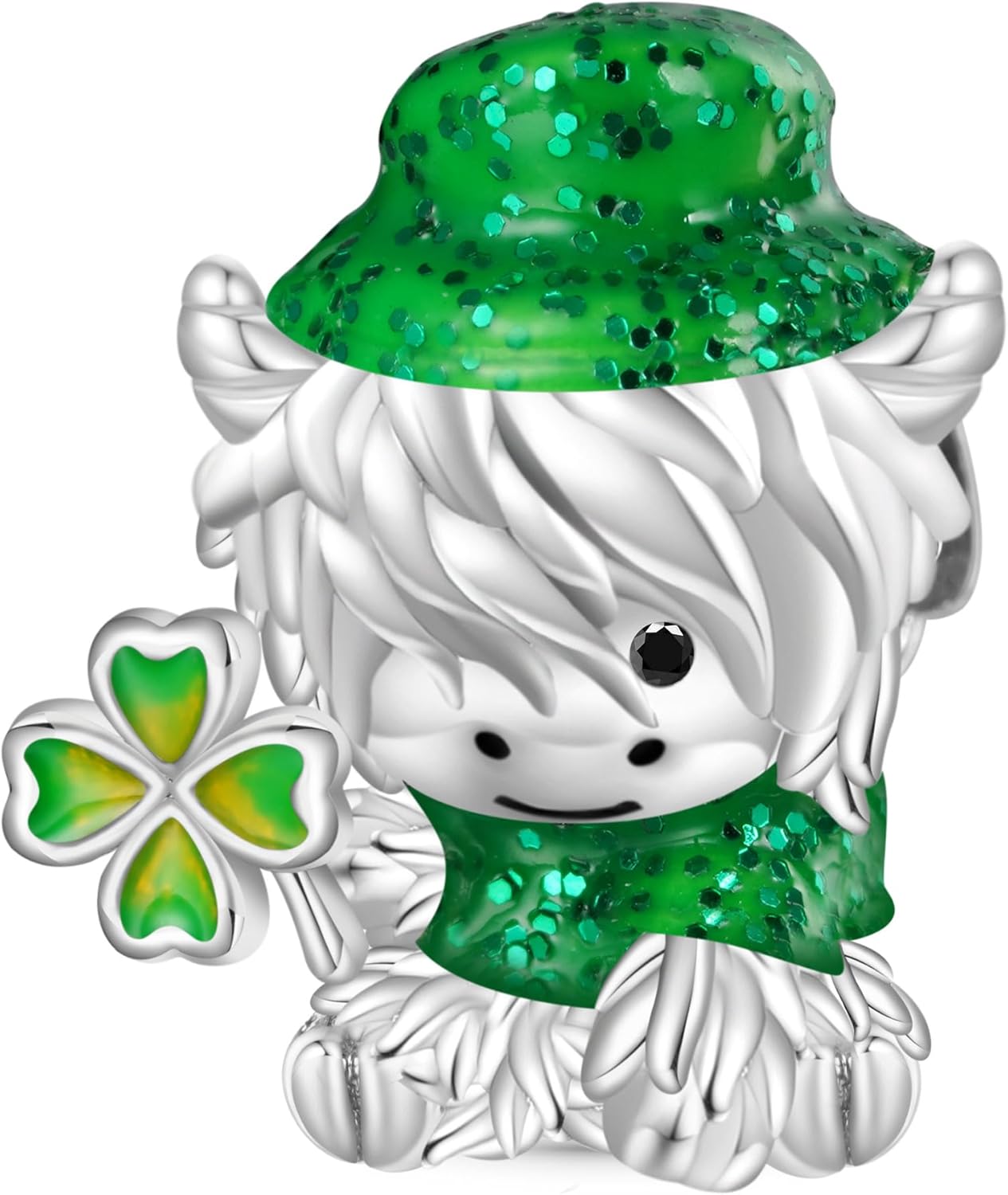 GNOCE St. Patrick's Day Highland Cow Glow-in-the-Dark Clover Charm Bracelet for Women, S925 Sterling Silver Pendant Charm for Women Wife, Valentine‘s Day, Mother’s Day Jewelry