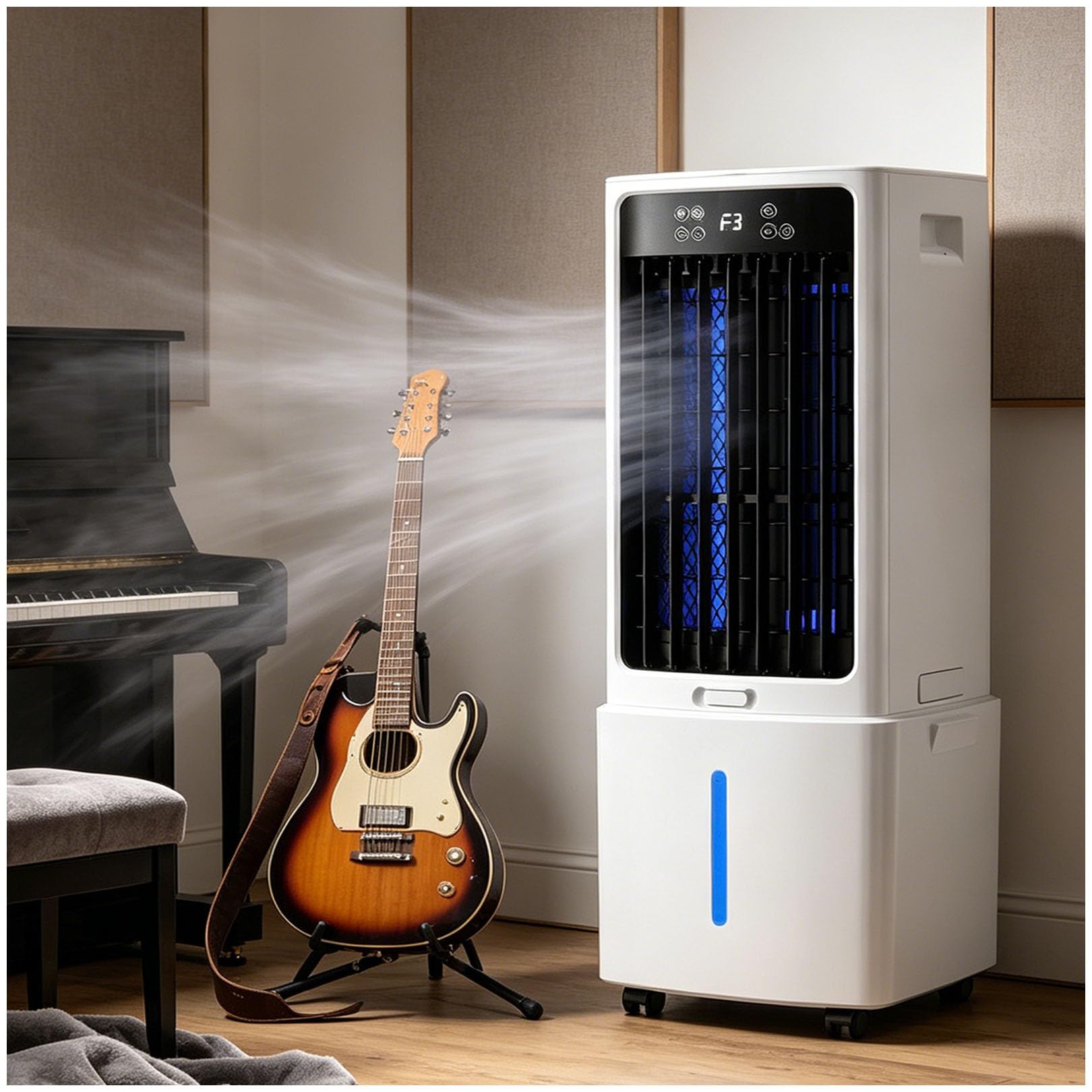Portable Evaporative Air Cooler No Hose, 12L 3-in-1 Cooling Fan with Remote, 588 CFM Airflow, 120° Oscillation, Windowless AC Unit for Bedroom Living Room Office