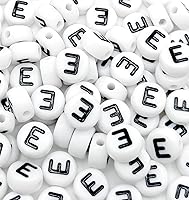 Vista 59 de 100 cuentas de letras blancas redondas de acrílico del alfabeto, cuentas de la letra L, para hacer joyas, pulseras, collares, llaveros, bricolaje