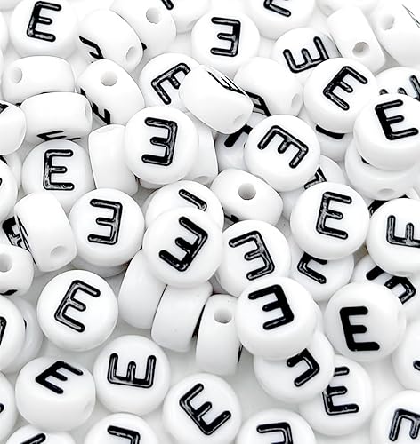 Miniatura 59 de 100 cuentas de letras blancas redondas de acrílico del alfabeto, cuentas de la letra L, para hacer joyas, pulseras, collares, llaveros, bricolaje