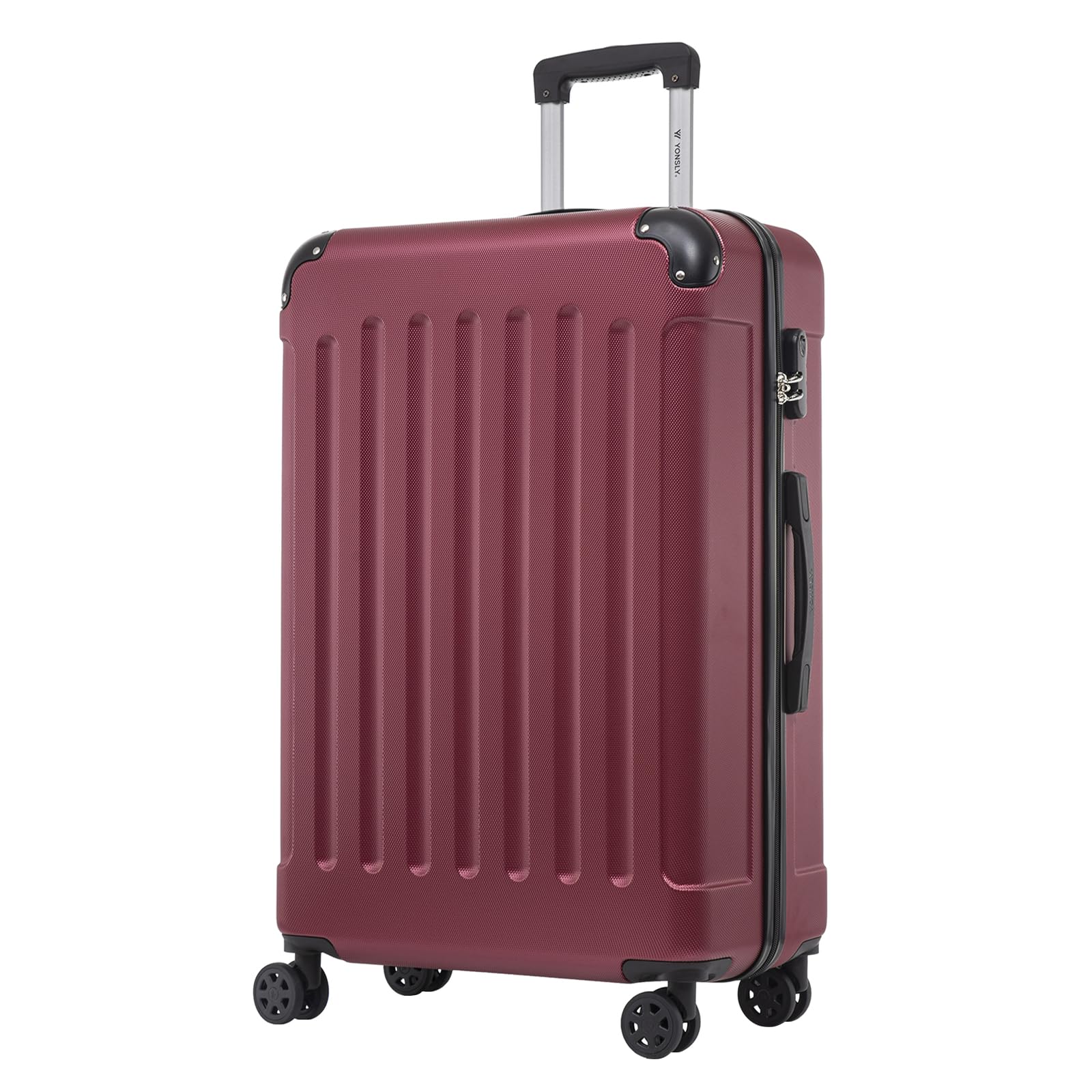 YONSLY Trolley Reisekoffer Set, Koffer Suitcase, Rollkoffer Handgepäck Hartschalenreisekoffer mit Zahlenschloss, 4 Rollen 360°, Weicher Gummigriff