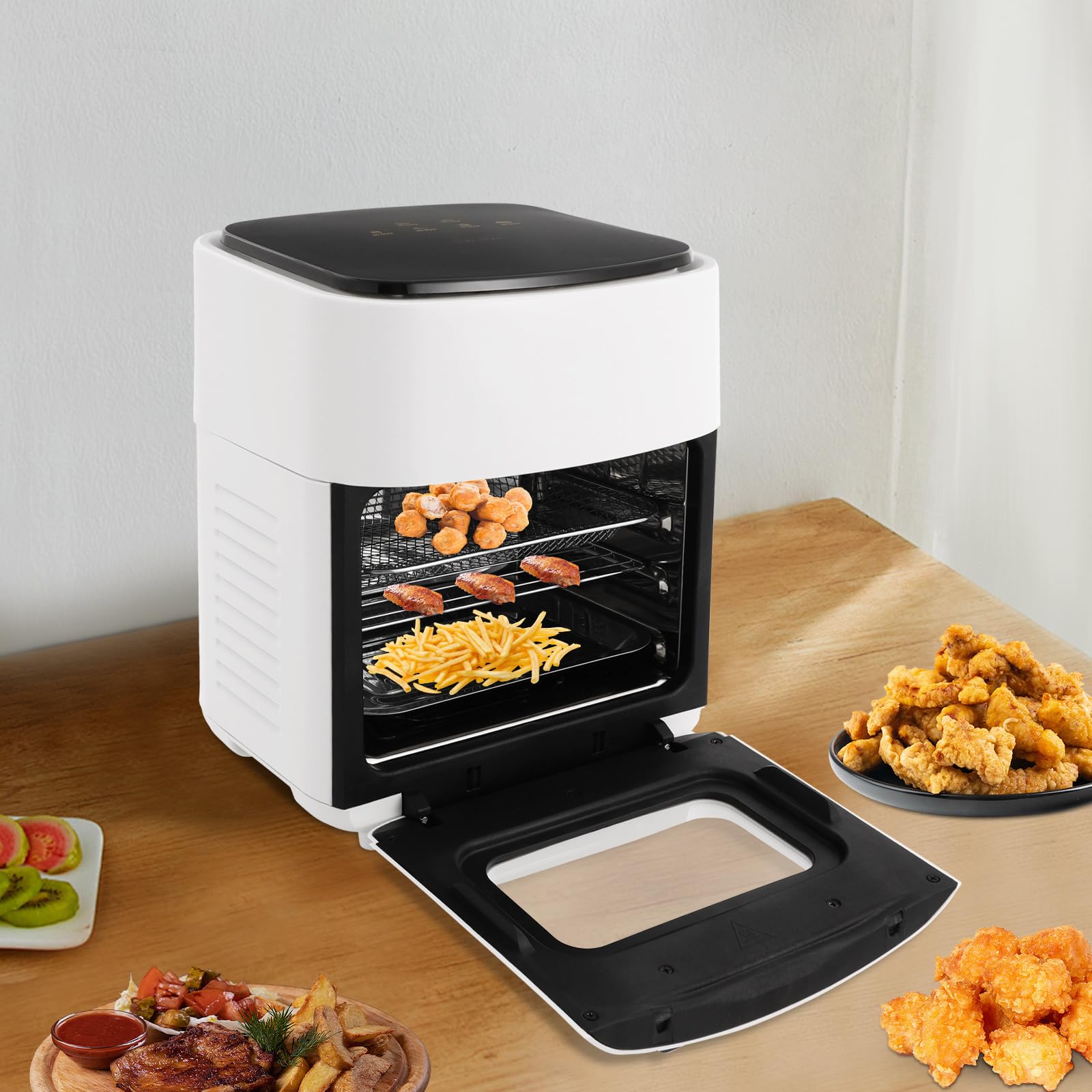 Freidora sin aceite Air Fryer 15L con pantalla táctil 8 programas | Circulation 360° - Temporizador para termostato y cesta para lavavajillas compacta, freidora de aire familiar 4-8 pers