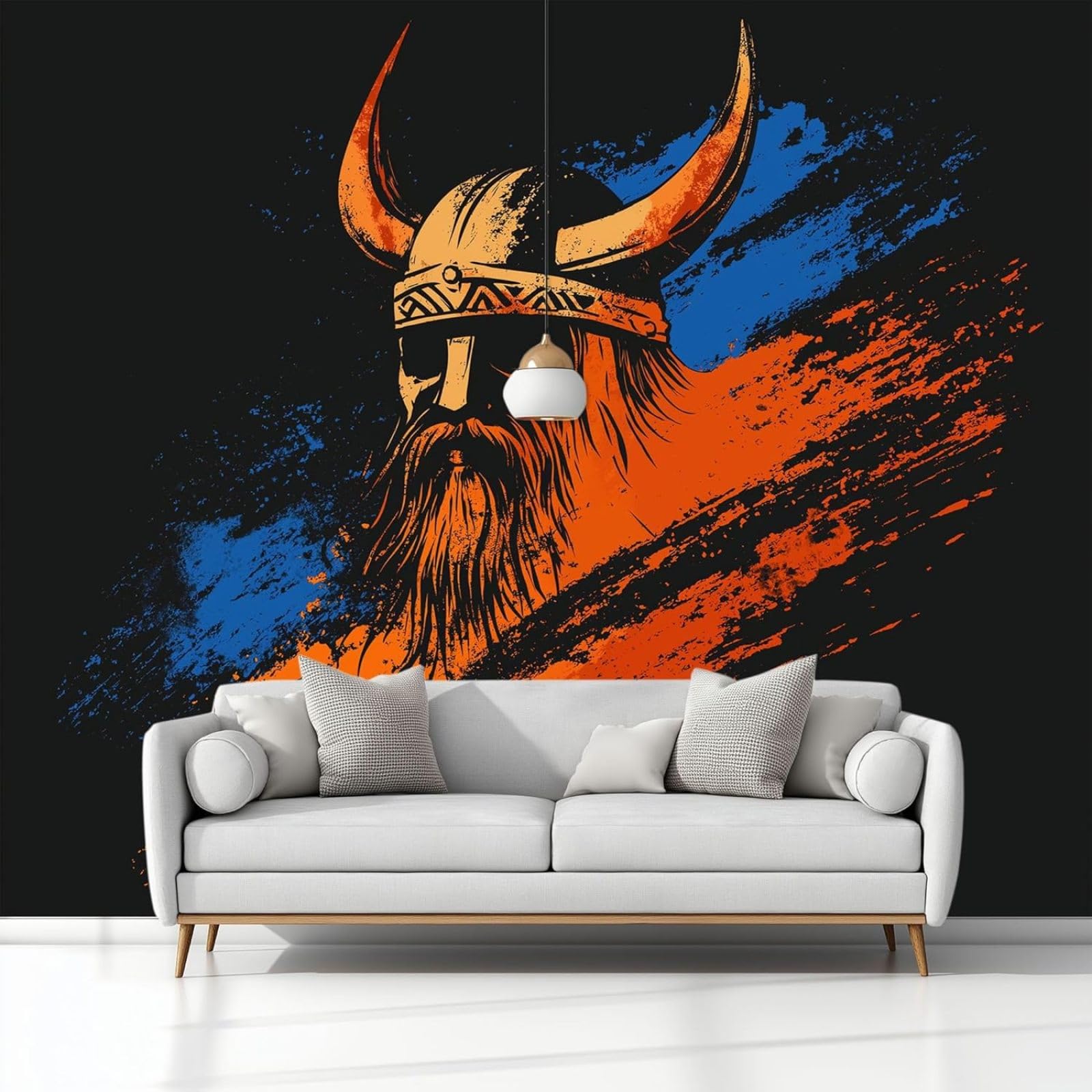 hgjdjhnf Photo Wallpaper Viking Pattern Doodle Non-Woven Wallpaper Modern Wall Bedroom Living Room Wall Wallpaper Black,250cmx175cm Stickers - Frameless Painting - Poster