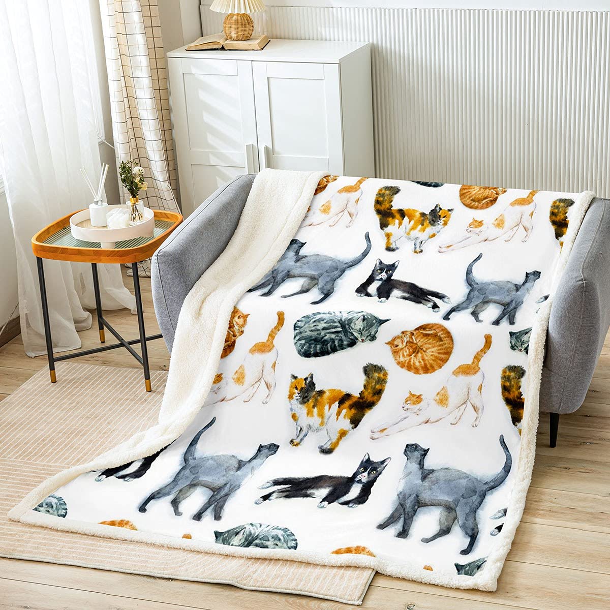 Manta Sherpa de forro polar para niños, colorida manta para cama, sofá y mujer, ultra suave de dibujos animados, manta cálida y mullida, manta de franela de animales para mascotas, tamaño King, 87 x