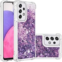 IMEIKONST Custodia Compatibile con Samsung Galaxy A33 5G, Brillantini Glitter Colore Sabbie Mobili Cover Trasparente Rigida Silicone Bumper Case Custodie per Samsung A33 5G. Love Purple YBW