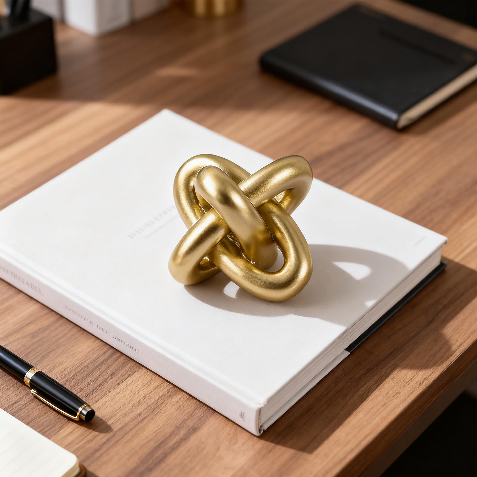 Estatua de nudo dorado, escultura de tres nudos para decoración del hogar, esculturas de nudo y estatuas para mesa de café rústica, sala de estar, mesa de comedor, entrada, estante de entrada