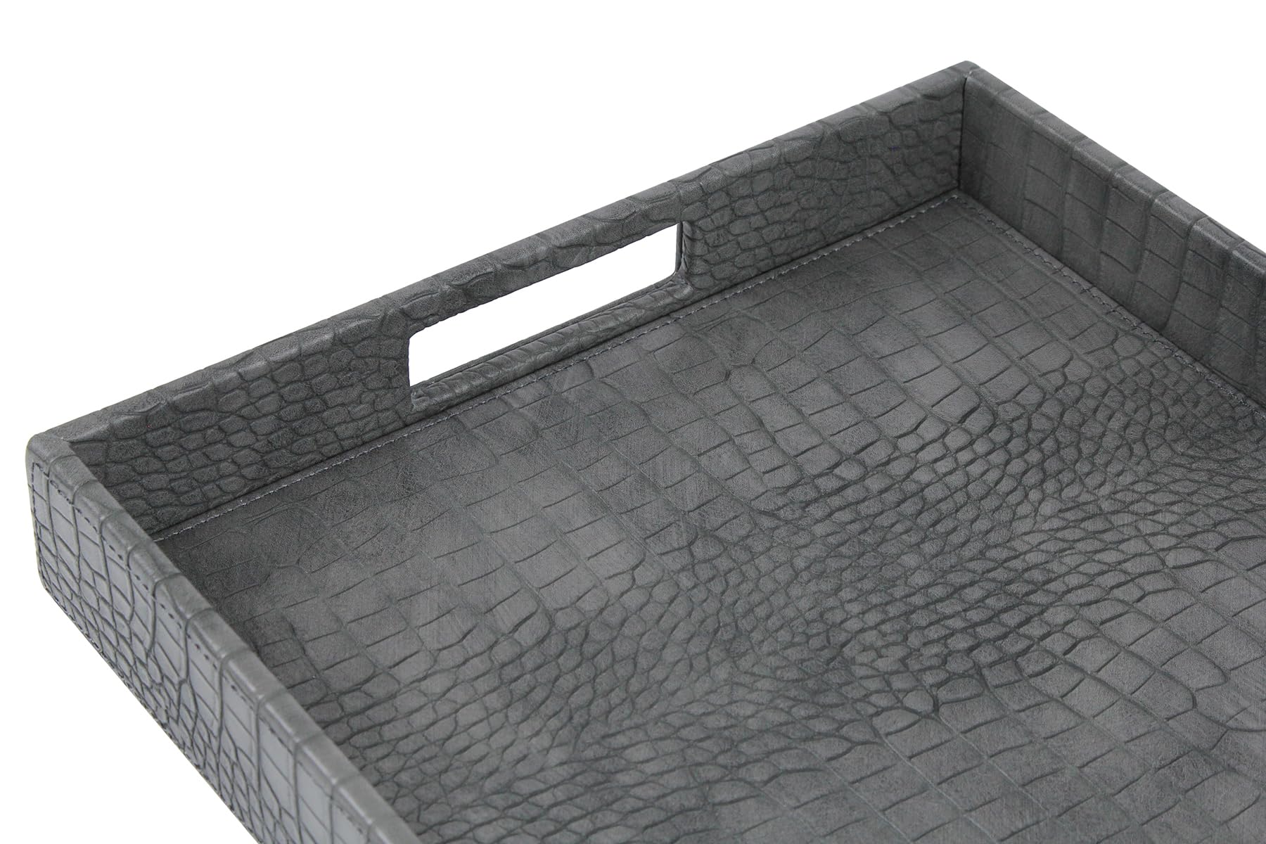 HofferRuffer Bandeja Rectangular para Servir con Asas de Agujero para Mesa de café, Desayuno, té, Alimentos, mayordomo, encimera, Cocina, Bandeja de Servicio de tocador, 16.2 x 12.2 x 2 Pulgadas
