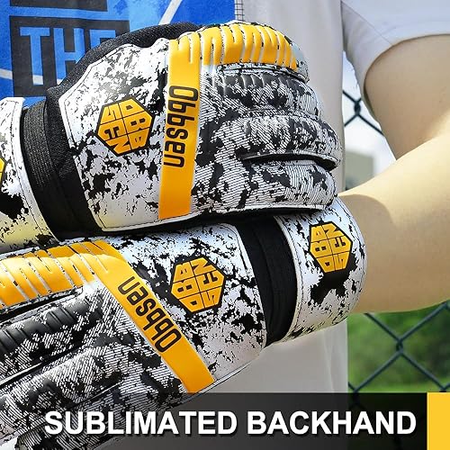 Miniatura 4 de Guantes de portero de fútbol para niños, jóvenes y adultos, guantes de portero de fútbol de agarre fuerte con protección para los dedos,