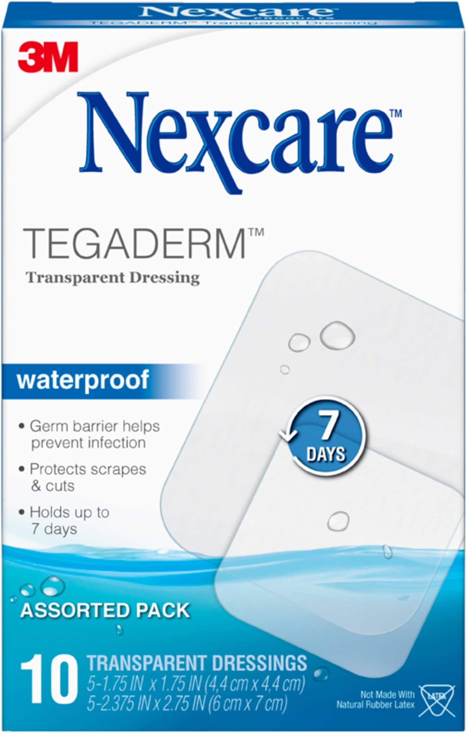 3M Nexcare Tegaderm Transparent Dressing, 10 Count