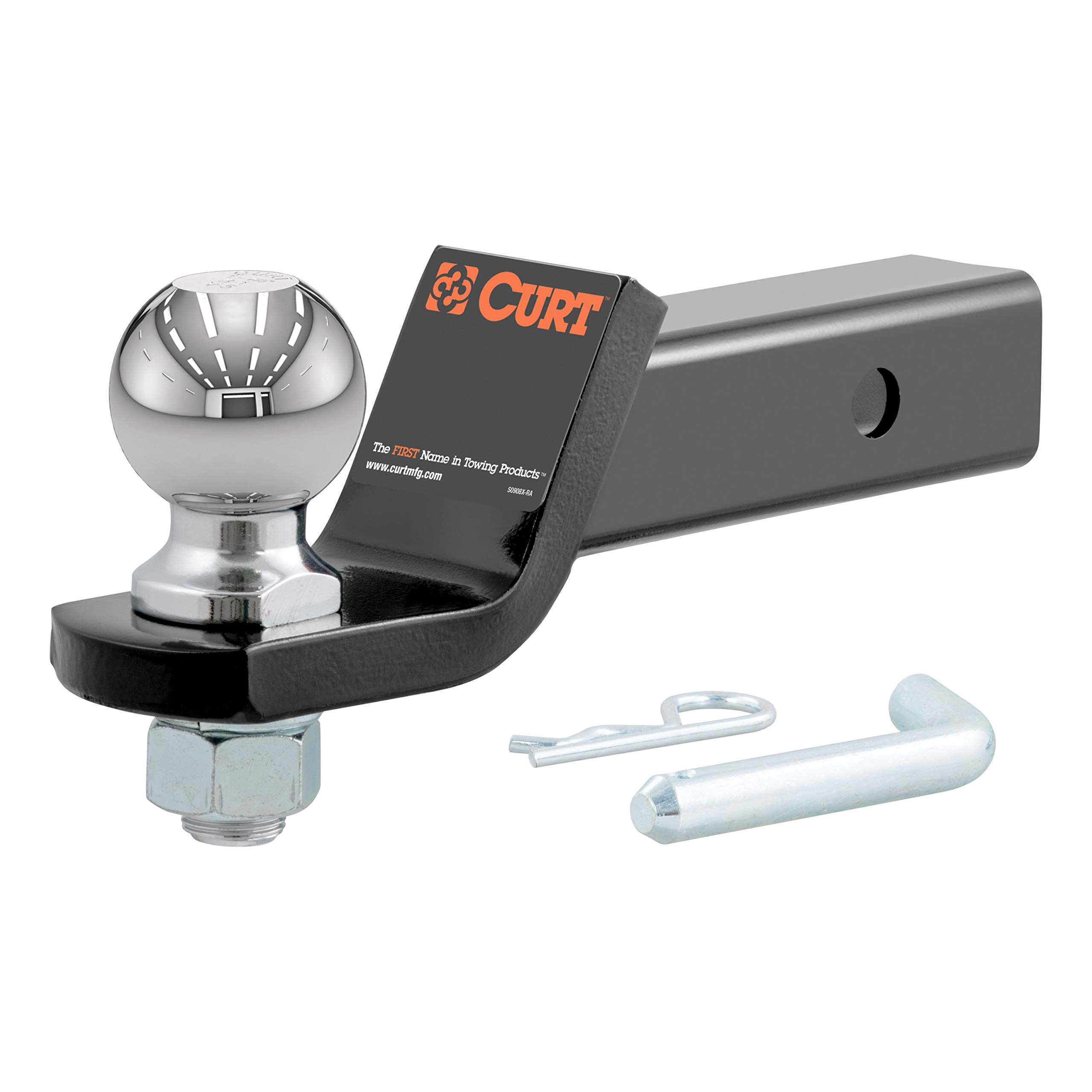 Curt 45041 Trailer Hitch Mount With 2-5/16-Inch Ball & Pin, Fits 2-Inch Receiver, 7,500 Lbs, 2-In Drop, 45041