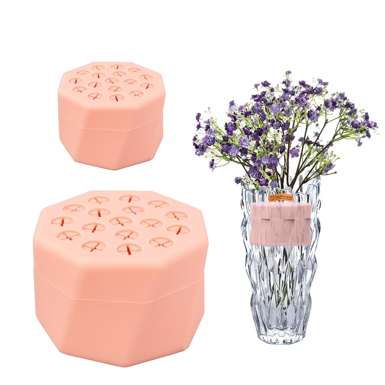 Generic Spiral Silicone Flower Arranger, Eco-Friendly Stem Holder Ring, Variable Hole Size, DIY Bouquet Twister, 2-Pack Set, Pink