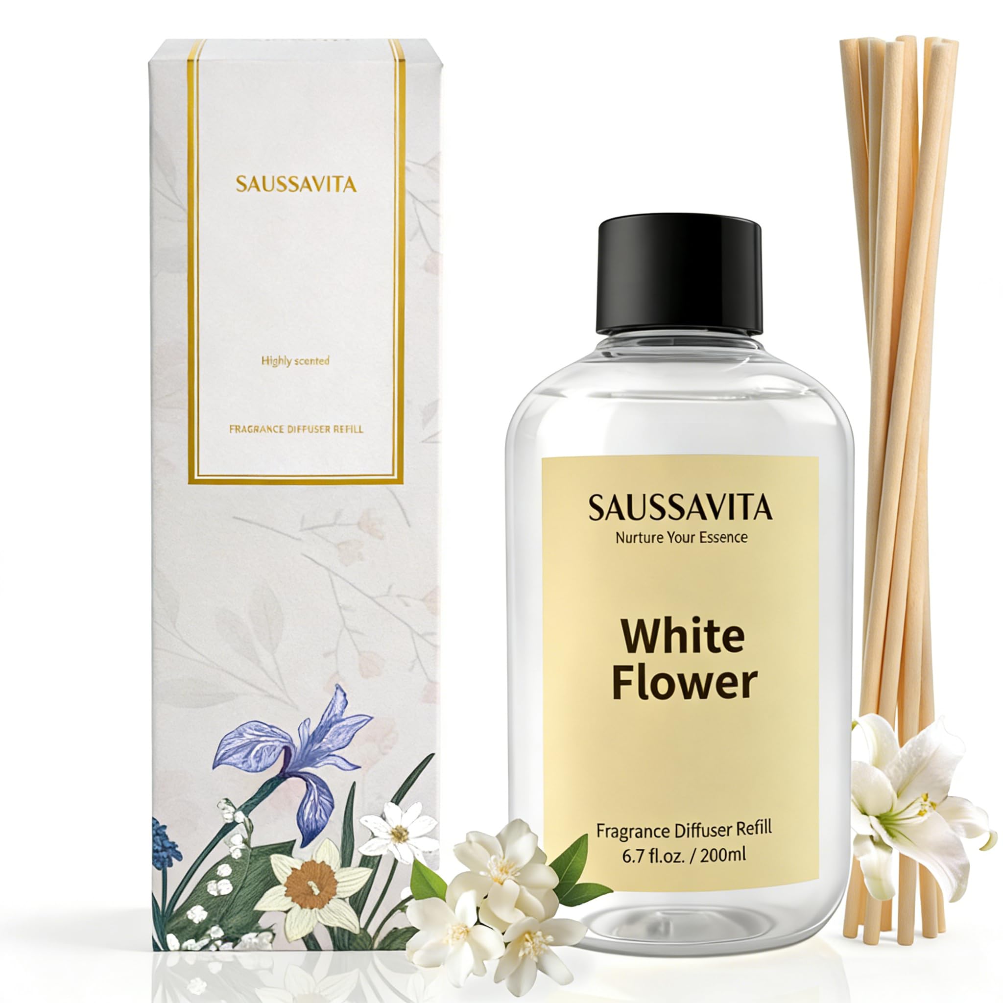 Reed Diffusers Refill White Flower Scent 200ml Lasts up to 120 Days
