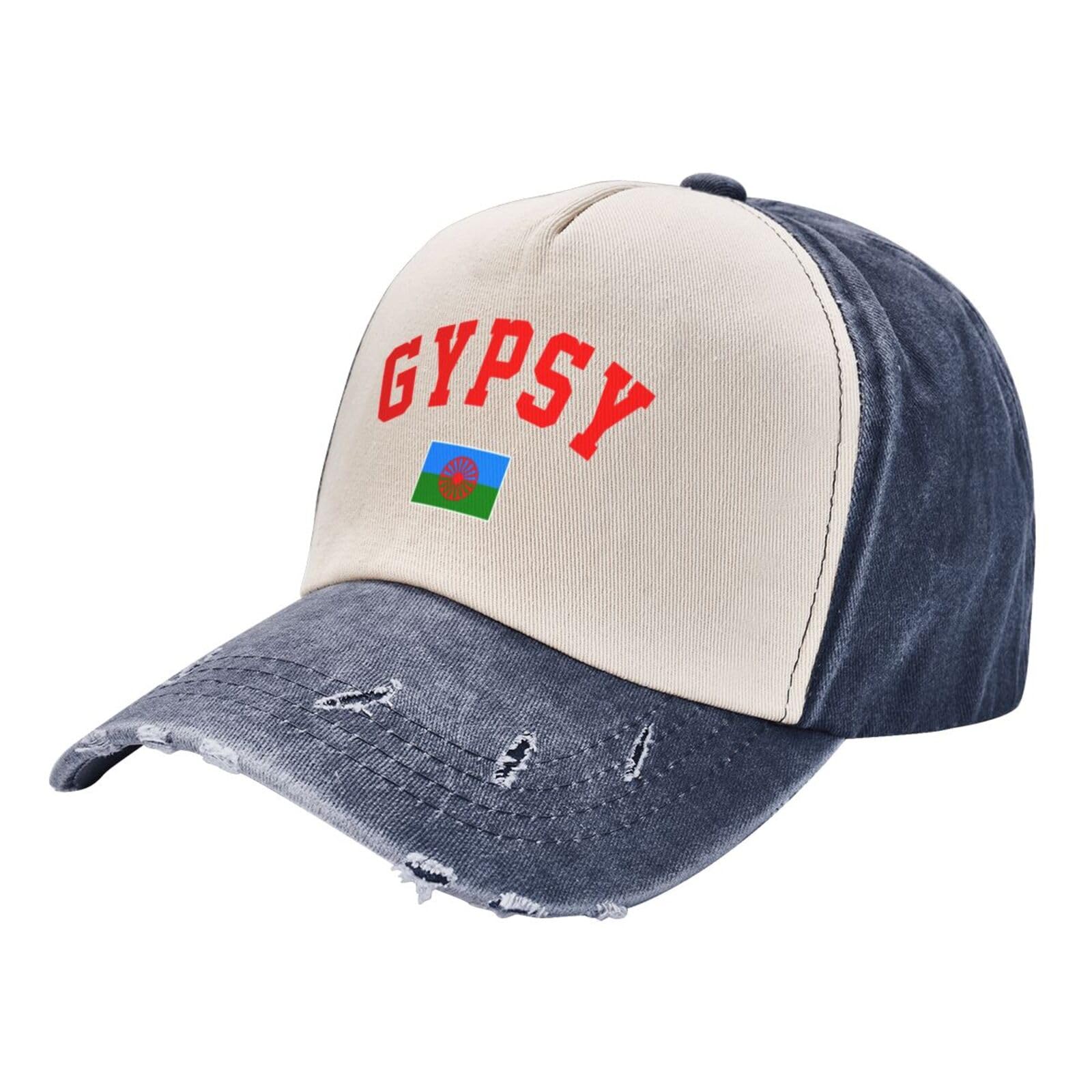 Mushroom068 Unisex Black Gypsy Rom Gypsy Flag Of The Romani Denim Washed Baseball Cap Cotton Patriotic Dad Hat