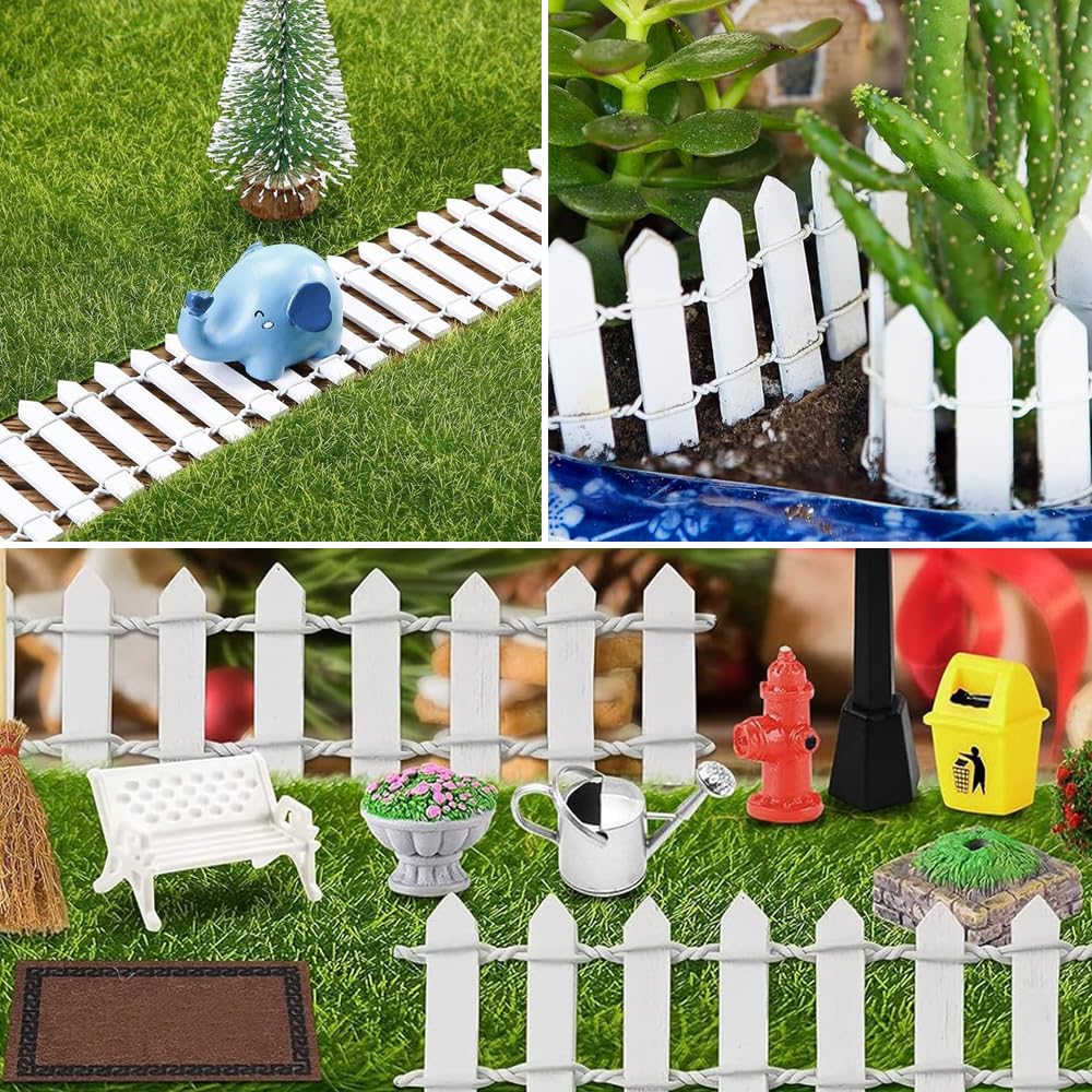 Miniatur Holzzaun Set - 2 Stück Wichtelzaun Für Deko, Je 5x90cm