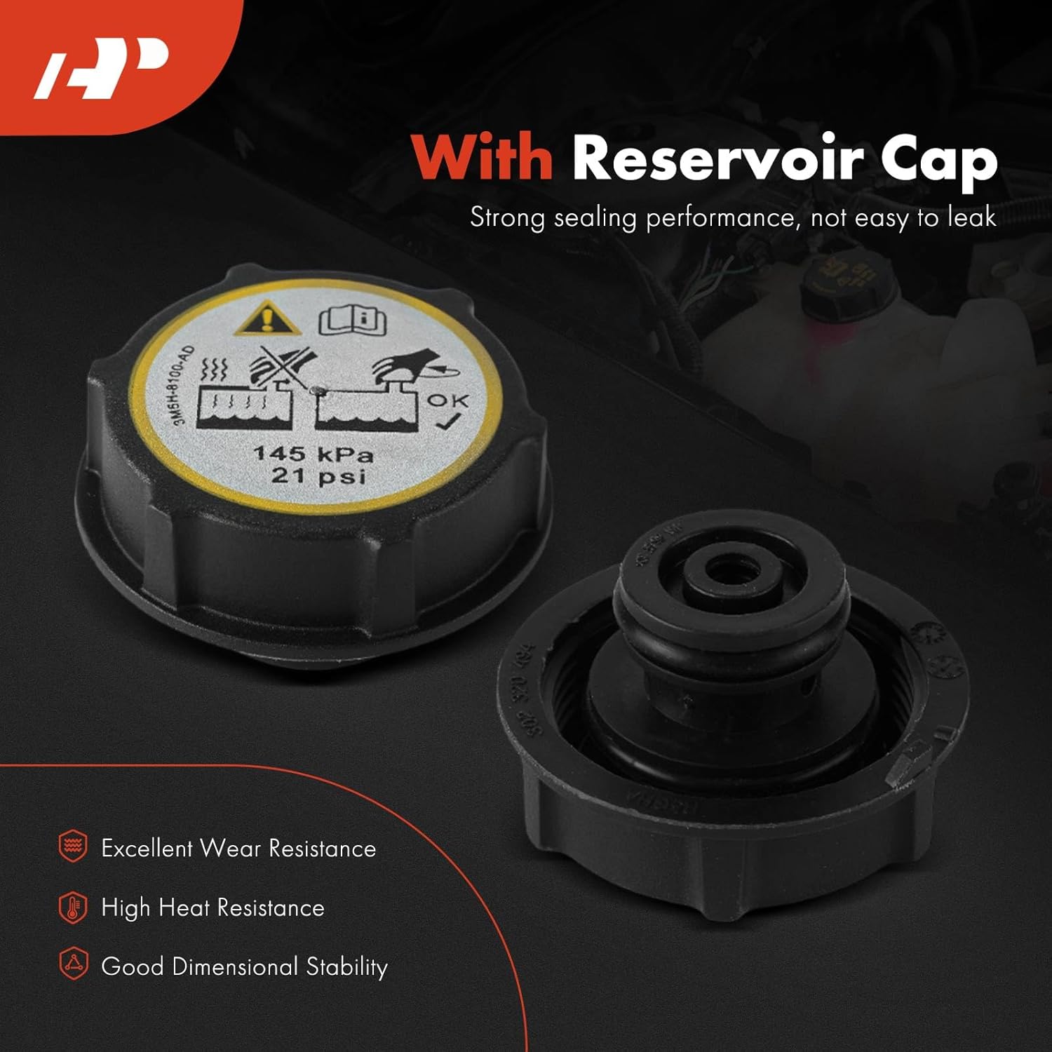A-Premium Front Engine Coolant Reservoir Radiator Expansion Tank [with Cap] Compatible with Ford Vehicles - 2013-2018 C-Max, 2013-2016 Escape, 2012-2018 Focus & 2014-2016 Transit Connect