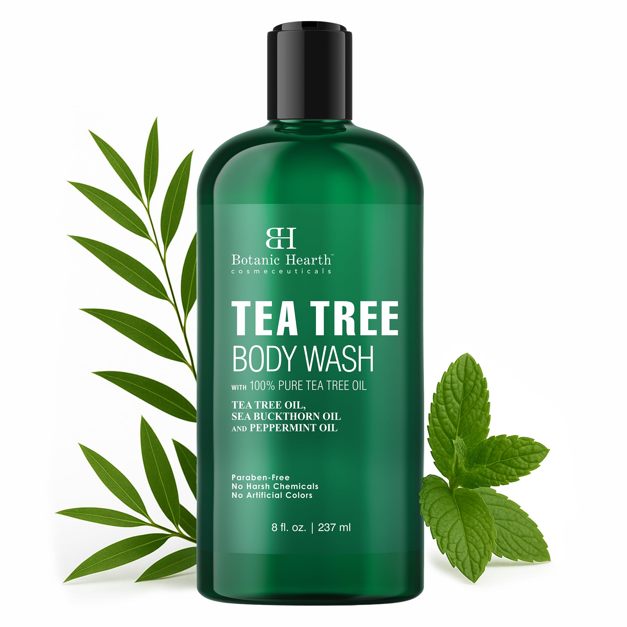 Botanic Hearth Tea Tree Body Wash | Shower Gel - 8 fl oz - Helps Soothe Itchy, Dry Skin, Antifungal Body Wash with 100% Pure Tea Tree Oil - Sulfate Free, Paraben Free, for Men and Women