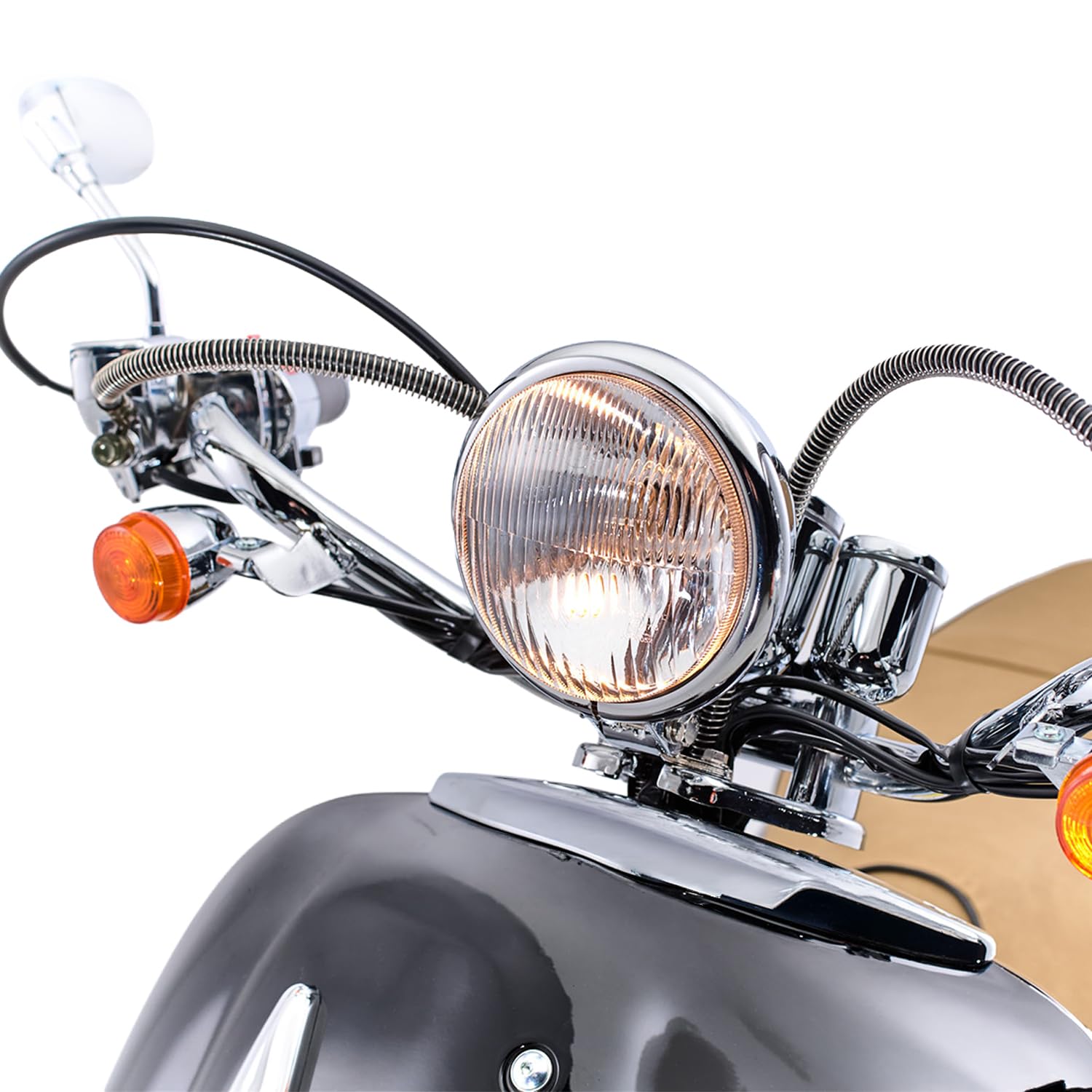 Burnout Motorroller 50 ccm EasyCruiser Eco Schwarz Metallic 45 km/h Retro Roller 3 PS USB Ladebuchse Gepäckträger Rückenlehne Cityroller