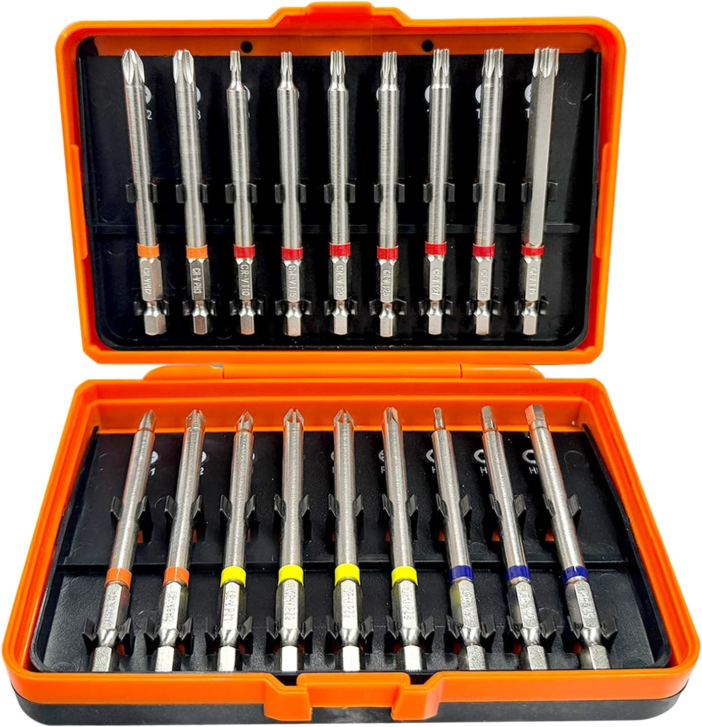 NORTOOLS 18 PCS 90mm CRV Long Screwdriver Bit Set with Hex Shank