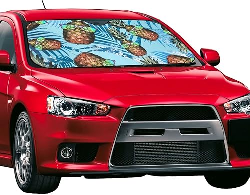Miniatura 2 de Pineapple Hawaiian Style with Sunglasses Sun Visor Protector Blocks UV Rays Keep Cool for Most Sedans SUV Truck Automotive Truck Passenger Car