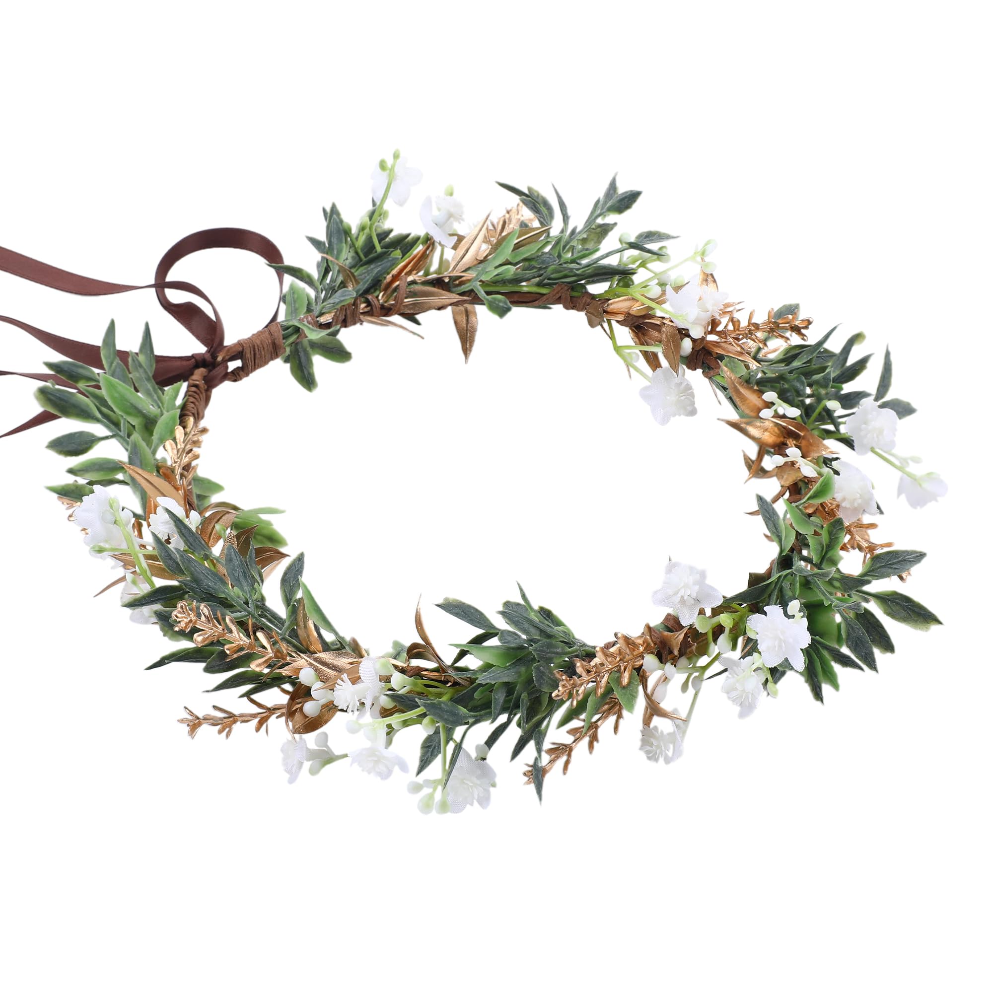 White Flower Crown Headband Hair Fairy Costume Women's Green Headdress for Women Girls Fancy Dress Costumes Wedding Renaissance Party Prom Photography