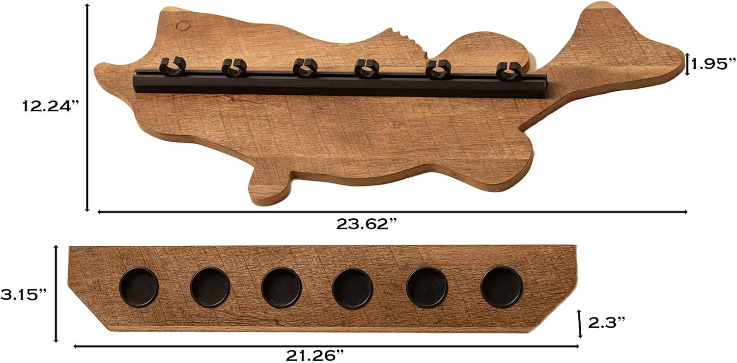 Old Cedar Outfitters Fish-Shaped, Vertical Wall Rod Rack for Fishing Rod Storage