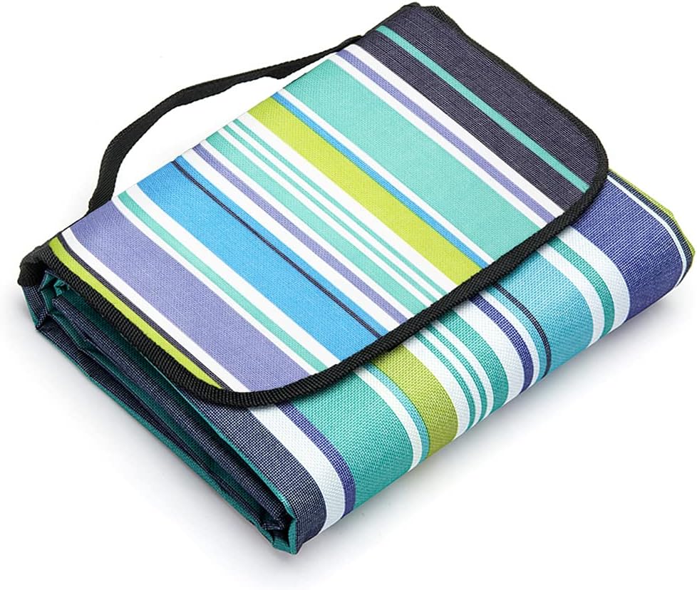 LIVEHITOP 150×200cm Picnic Blanket Waterproof Backing, Sandproof Beach Rugs Large Outdoor Mat with Handle for Camping BBQ Hiking Family Summer