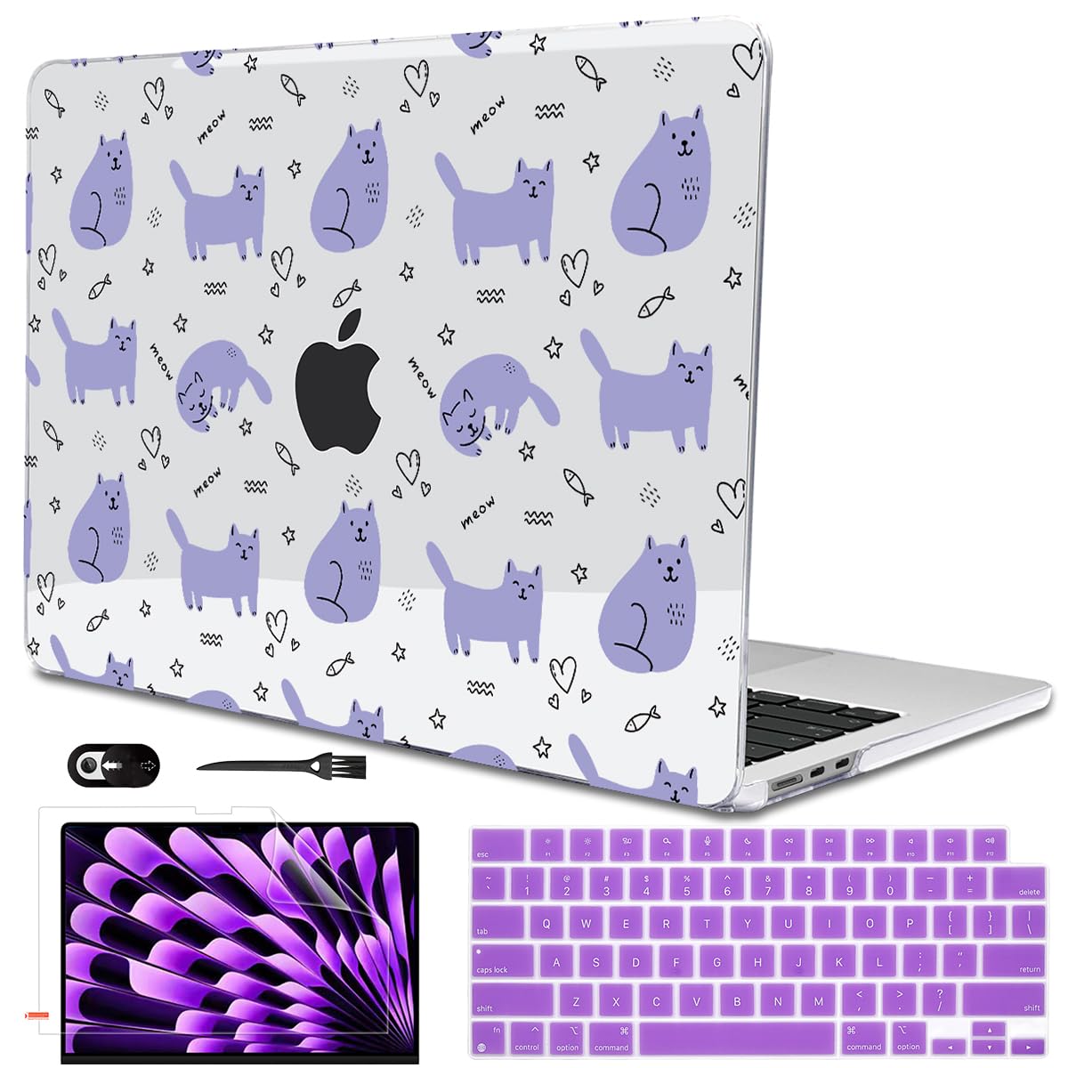 LCMOCICO Case Compatible with MacBook Air 13.6 inch 2025 2024 2023 2022 M4 M3 M2 A3113 A2681 A3240 Cover with Liquid Retina Display Touch ID,Pattern